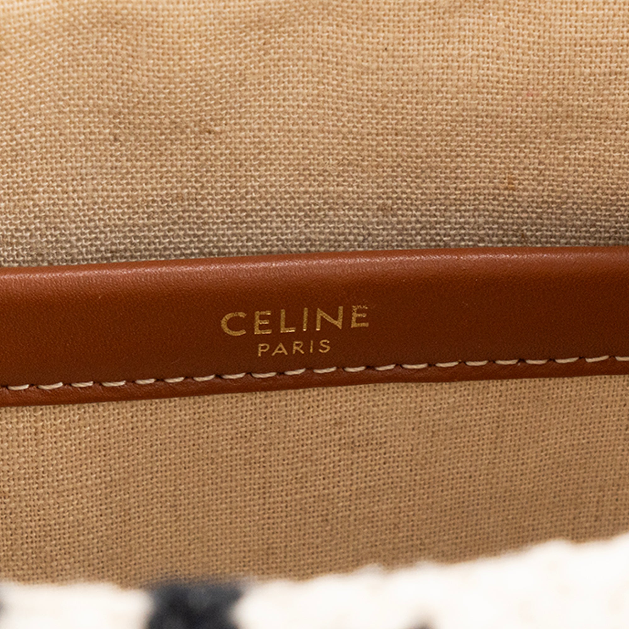 CELINE - Sac à bandoulière Cabas Thais Celine en toile beige et noire
