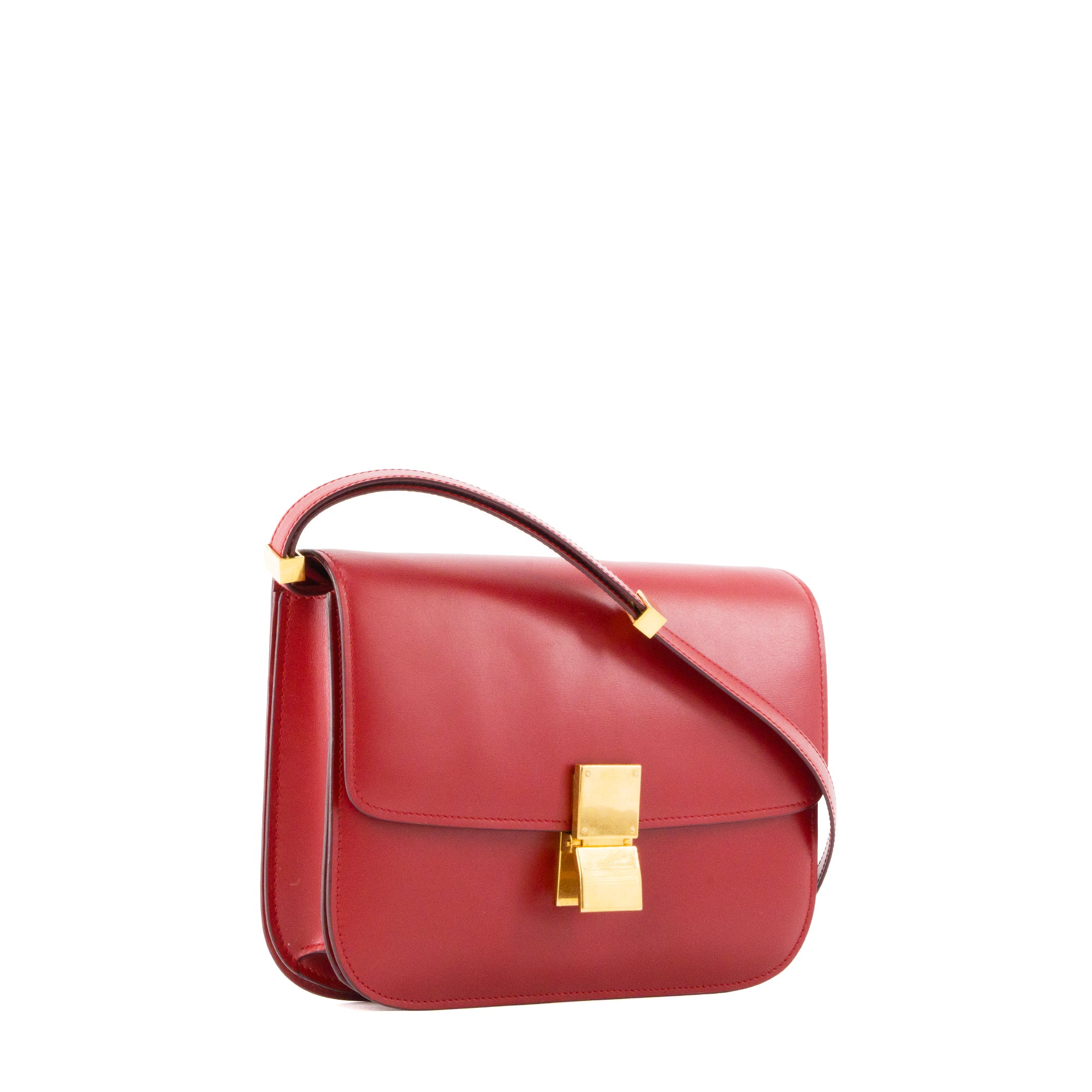 CELINE - Sac à bandoulière Classic Box Celine en cuir lisse rouge