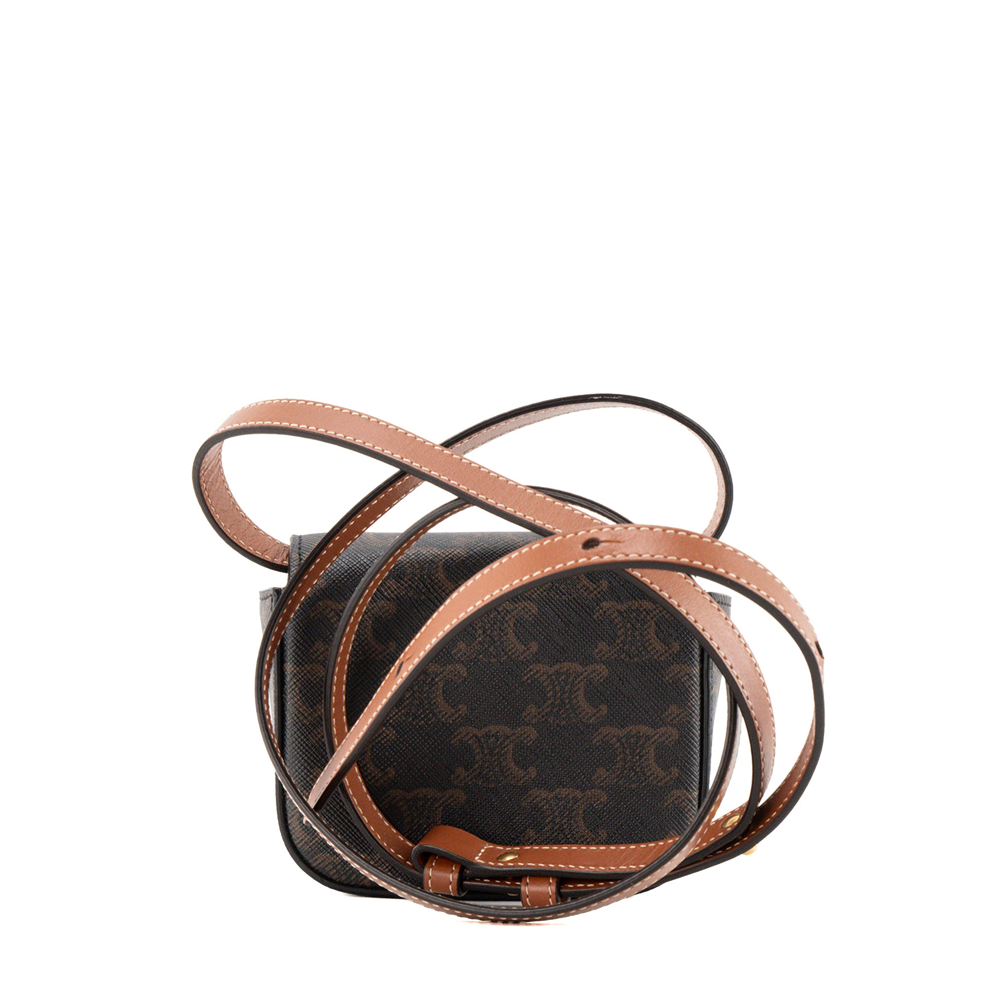 CELINE - Sac à bandoulière Claude Triomphe mini Celine en toile enduite monogrammée triomphe