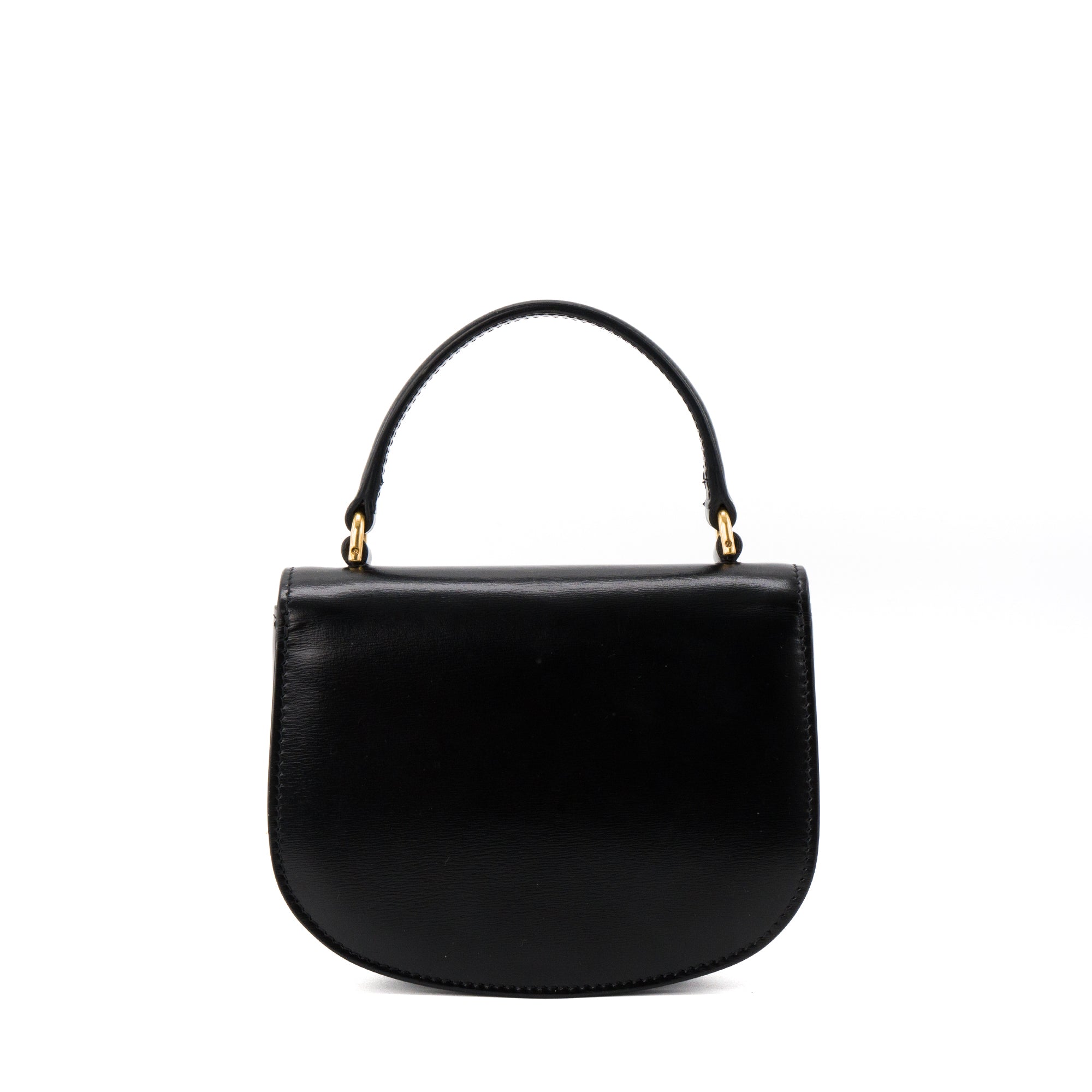 CELINE - Sac à bandoulière Cléa mini Celine en cuir box noir