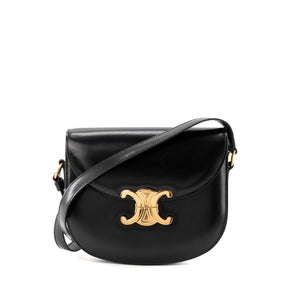 CELINE - Sac à bandoulière Clea Triomphe Celine en cuir lisse noir