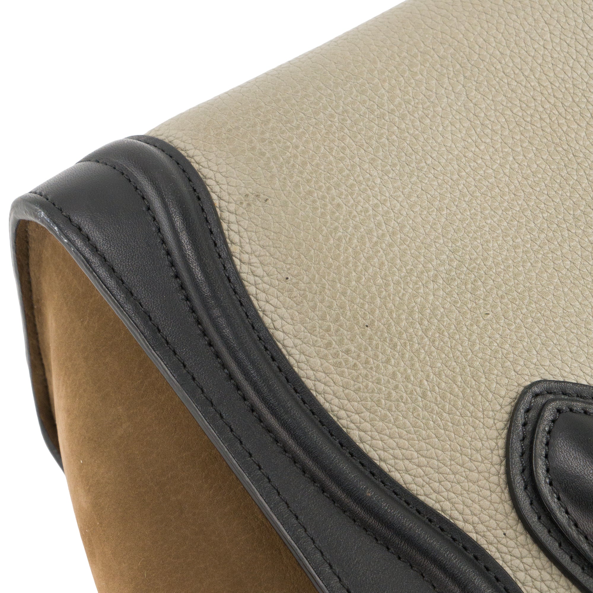 CELINE - Sac à bandoulière Luggage Nano Celine en cuir grainé gris et cuir suède kaki