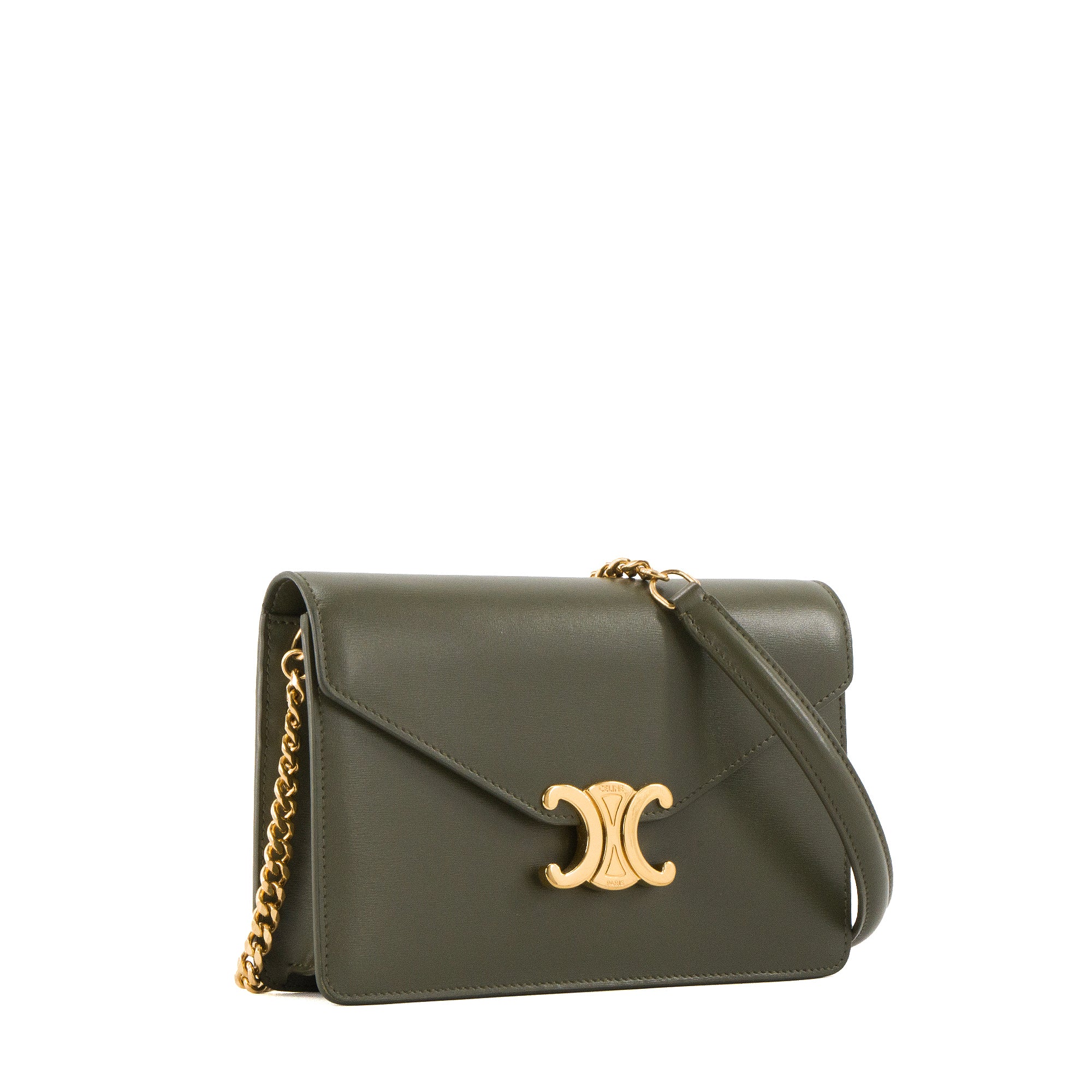 CELINE - Sac à bandoulière Margo Celine en cuir lisse kaki