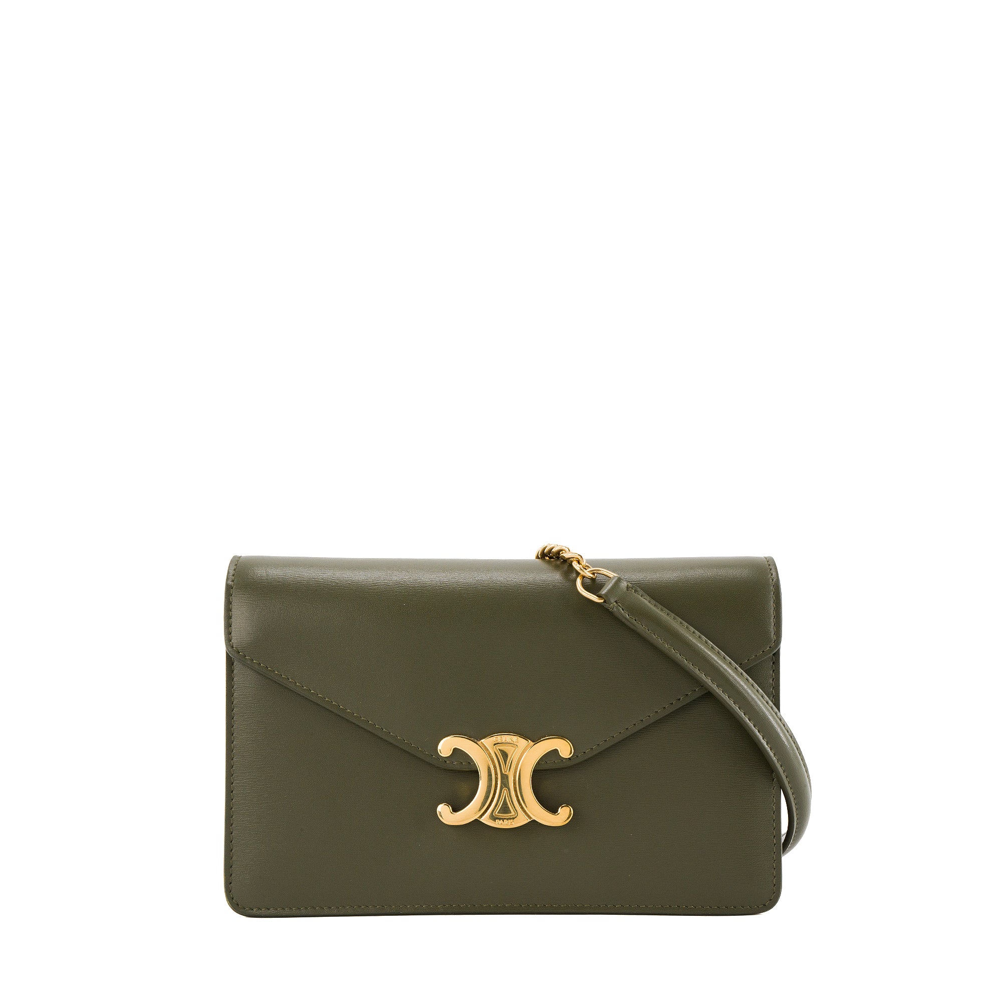CELINE - Sac à bandoulière Margo Celine en cuir lisse kaki
