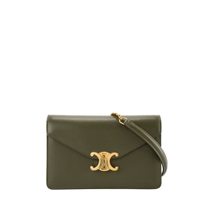 CELINE - Sac à bandoulière Margo Celine en cuir lisse kaki