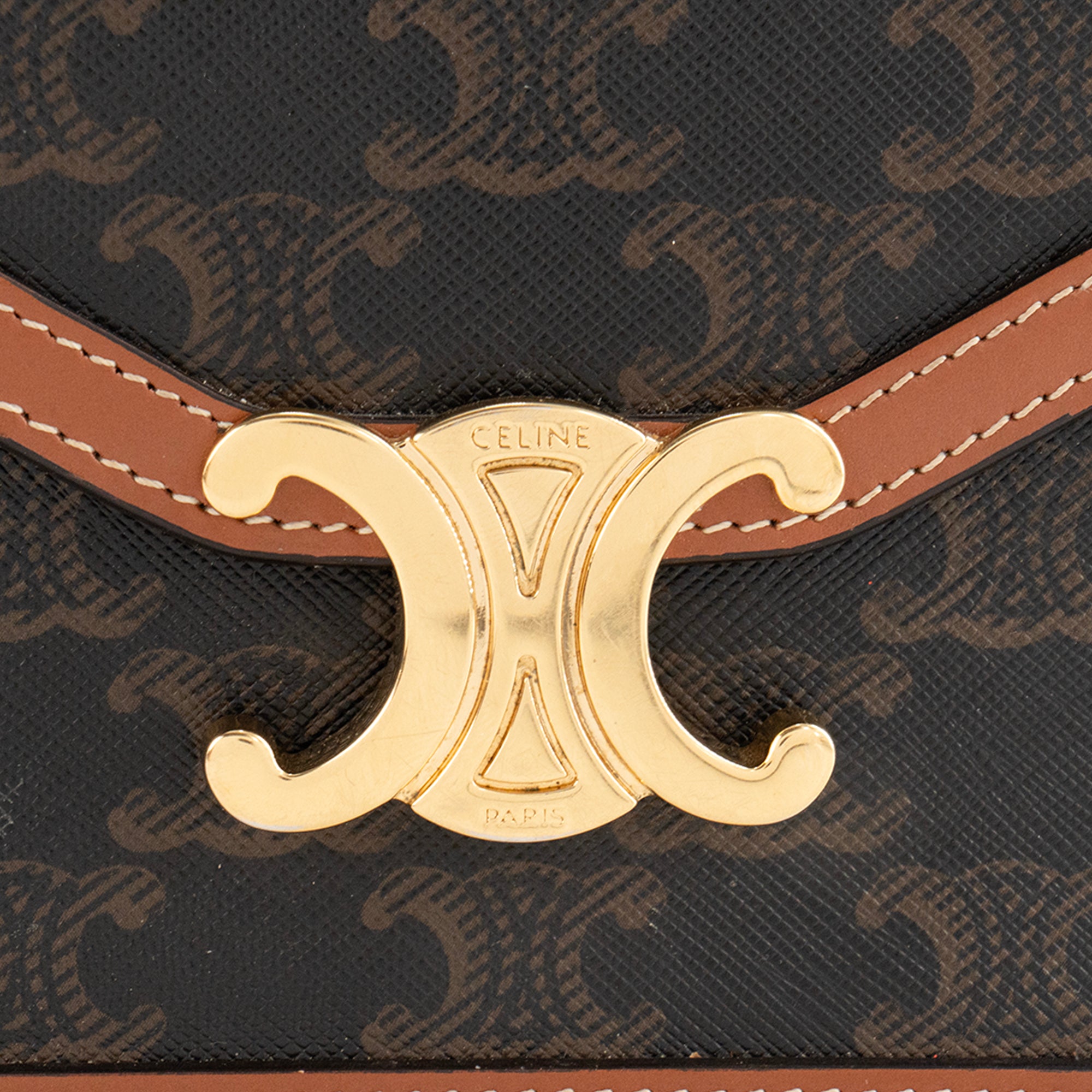 CELINE - Sac à bandoulière Margo Celine en toile enduite et cuir tan