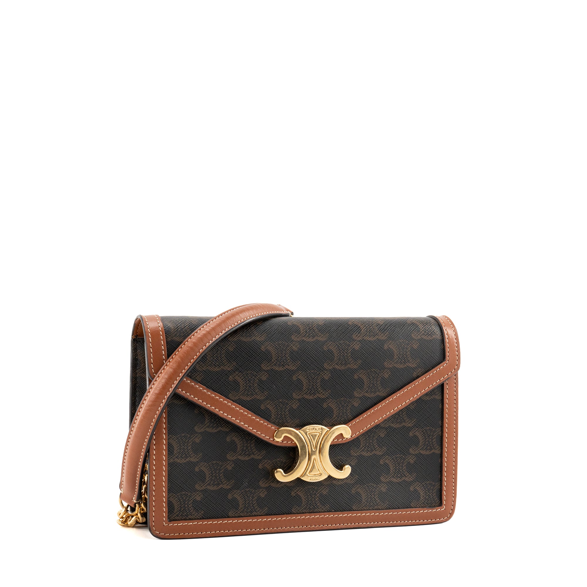 CELINE - Sac à bandoulière Margo Celine en toile enduite et cuir tan
