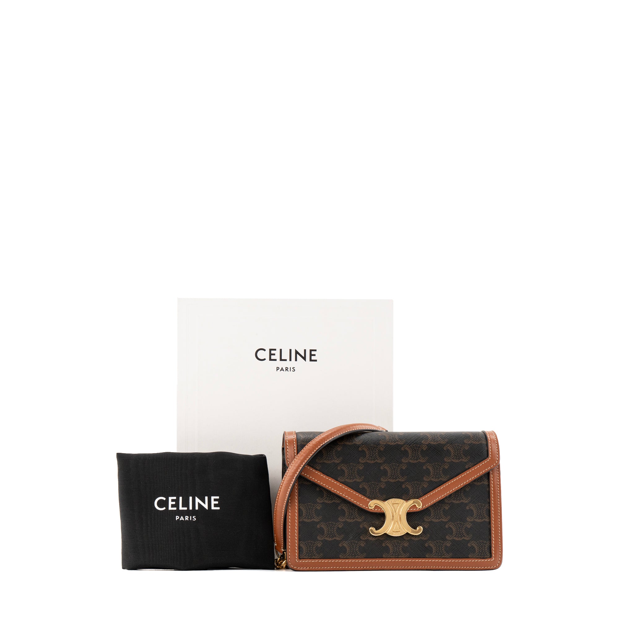 CELINE - Sac à bandoulière Margo Celine en toile enduite et cuir tan
