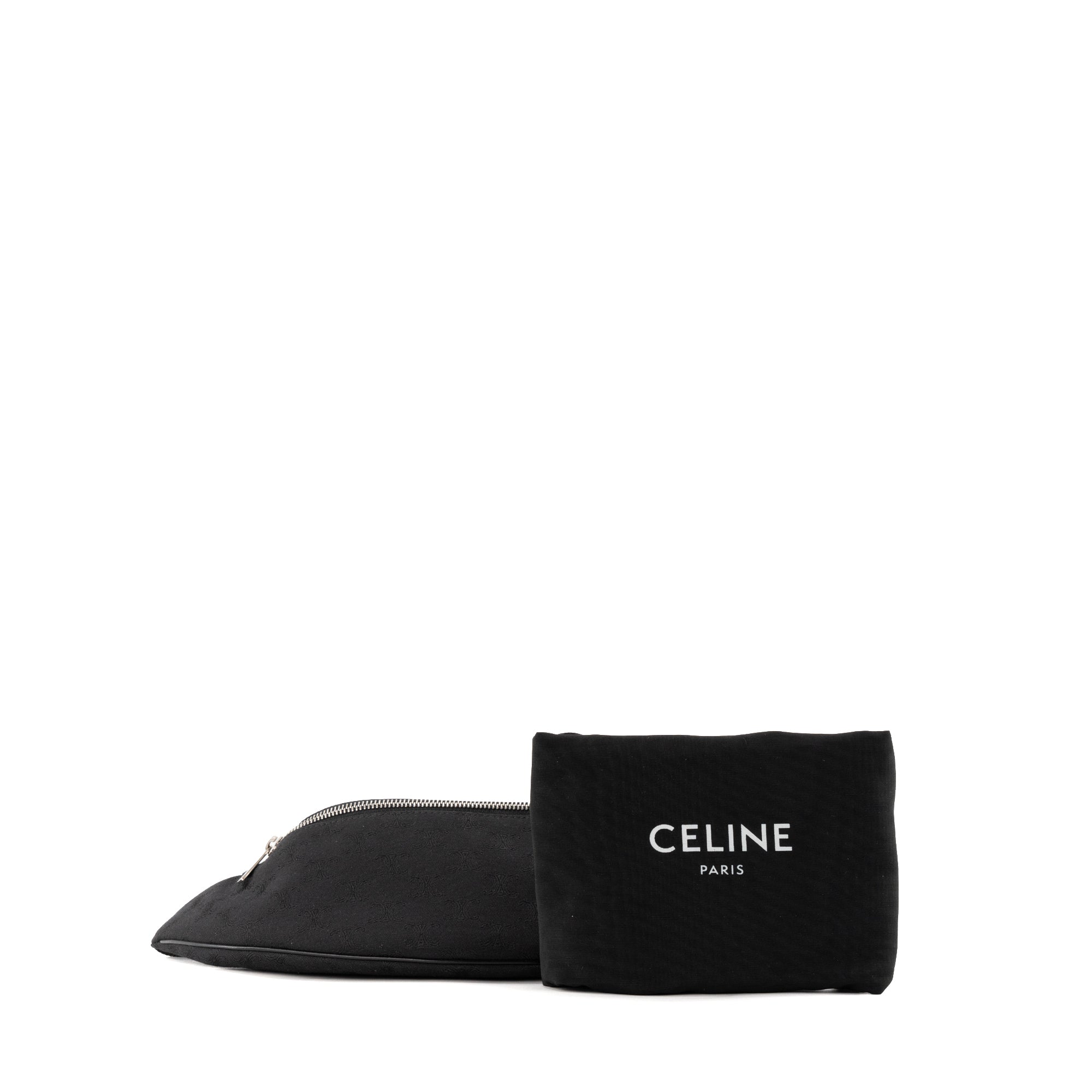 CELINE - Sac à bandoulière Messenger Celine en toile jacquard triomphe et cuir lisse noir