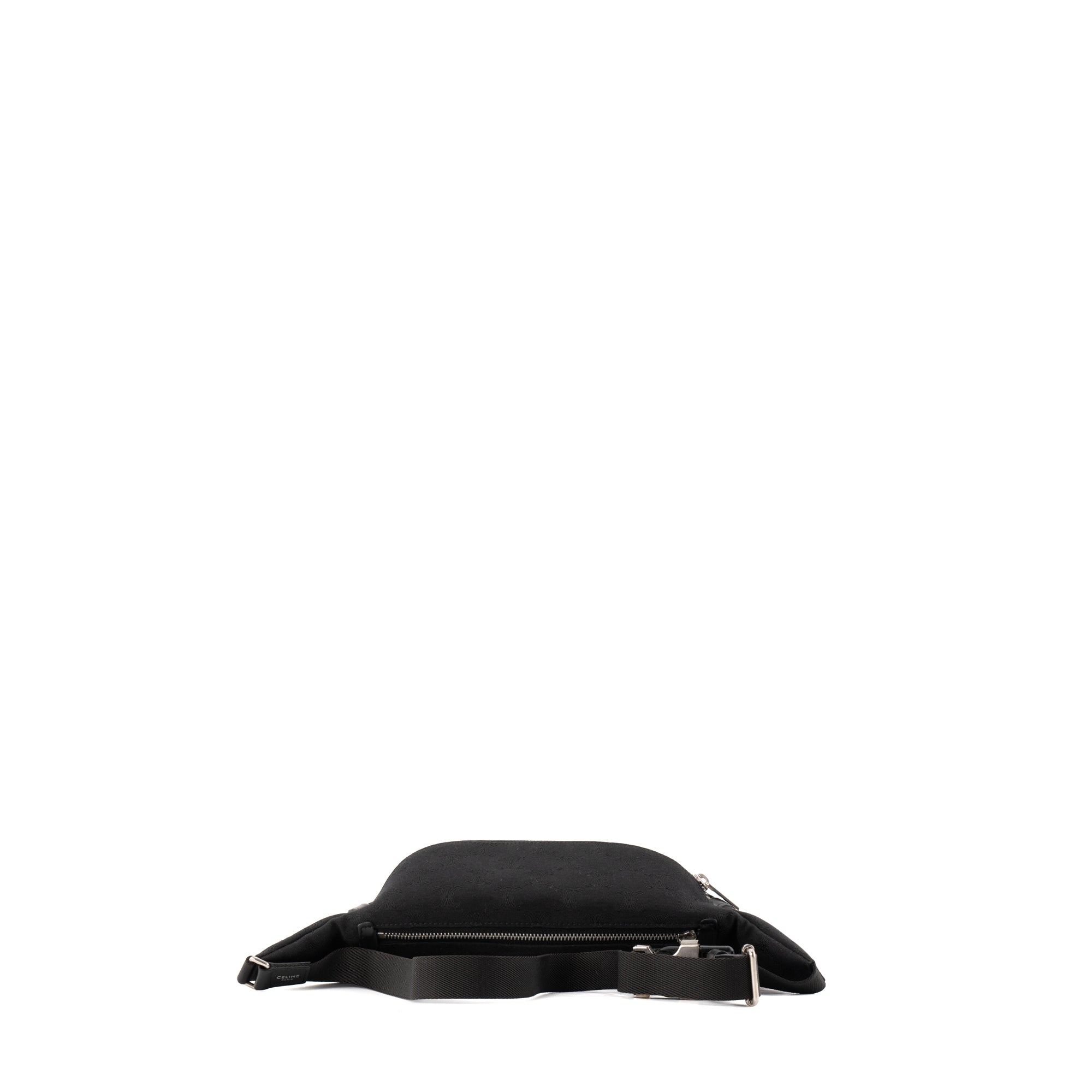 CELINE - Sac à bandoulière Messenger Celine en toile jacquard triomphe et cuir lisse noir