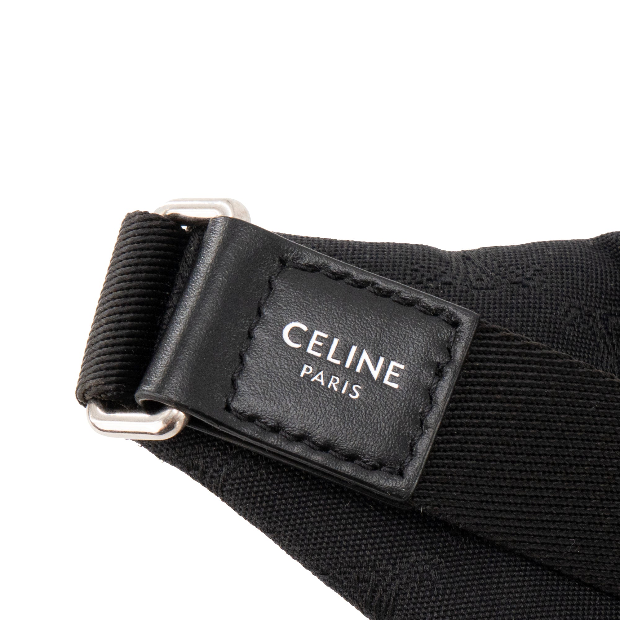 CELINE - Sac à bandoulière Messenger Celine en toile jacquard triomphe et cuir lisse noir