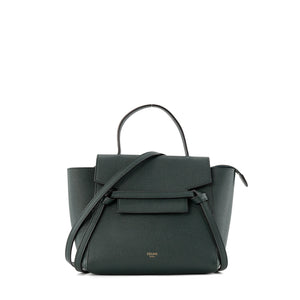CELINE - Sac à bandoulière Nano Belt Celine en cuir grainé vert foncé