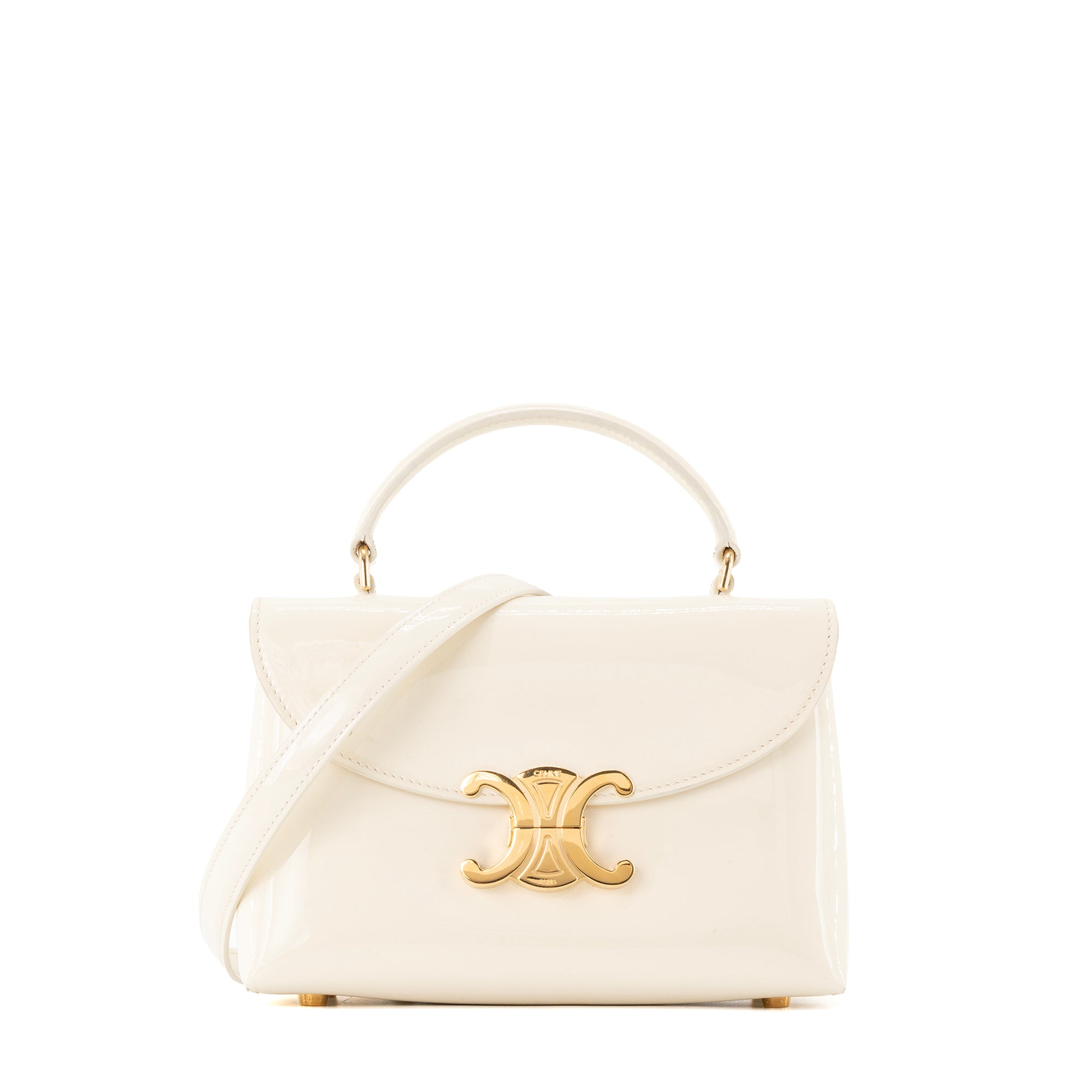 CELINE - Sac à bandoulière Nino Teen Celine en cuir verni écru