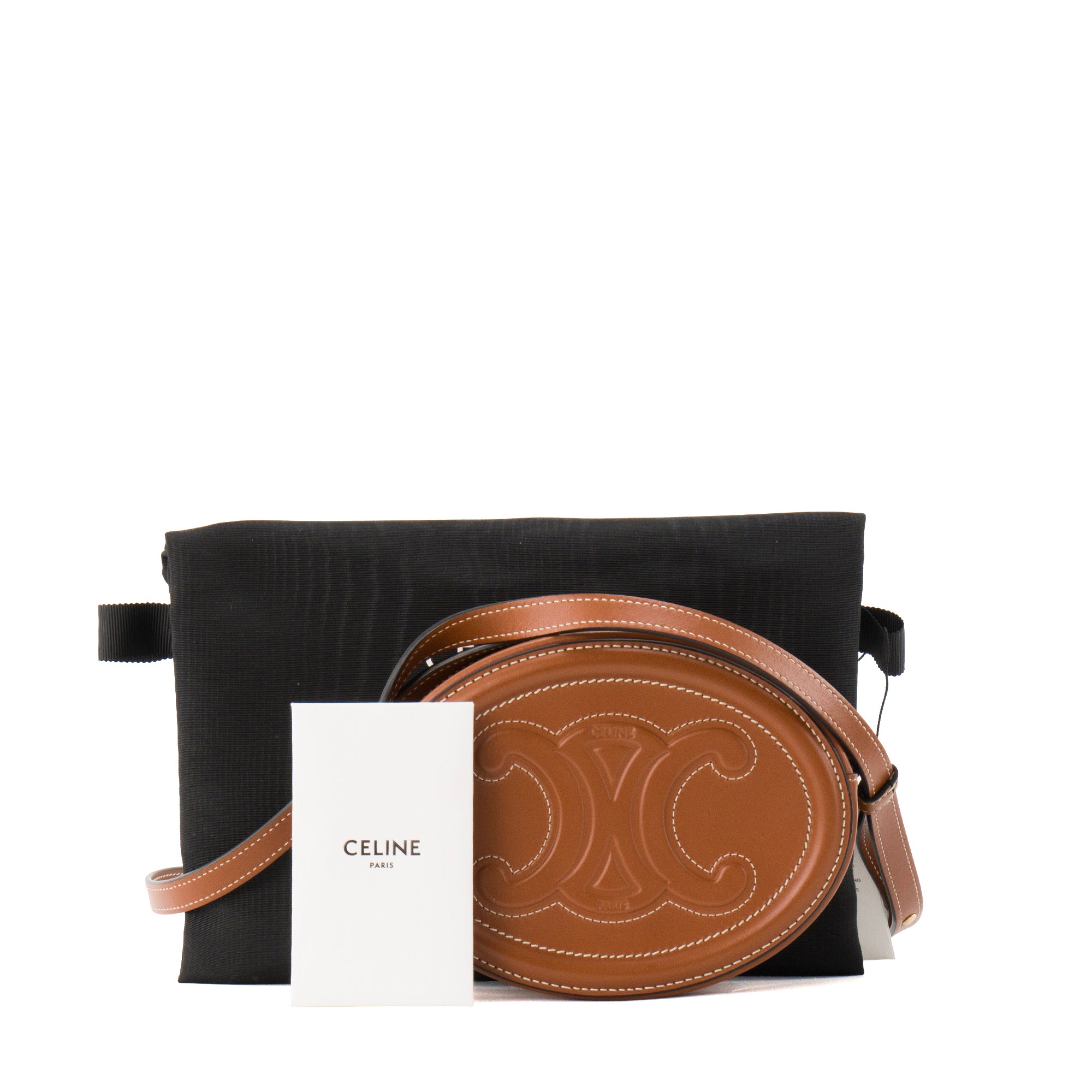 CELINE - Sac à bandoulière Oval Triomphe Celine en cuir lisse marron