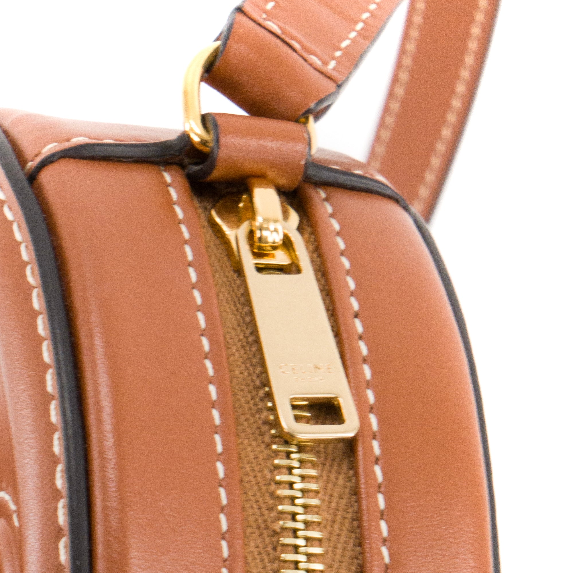 CELINE - Sac à bandoulière Oval Triomphe Celine en cuir lisse marron