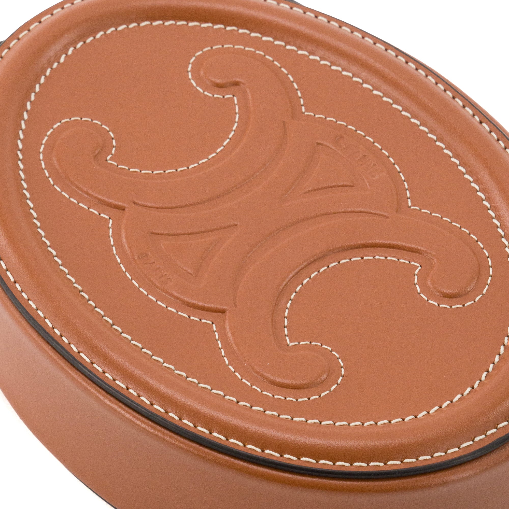 CELINE - Sac à bandoulière Oval Triomphe Celine en cuir lisse marron