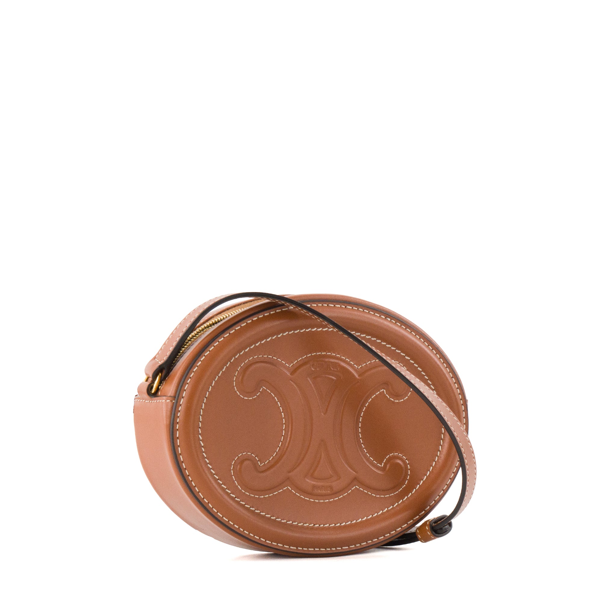 CELINE - Sac à bandoulière Oval Triomphe Celine en cuir lisse marron