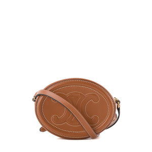 CELINE - Sac à bandoulière Oval Triomphe Celine en cuir lisse marron