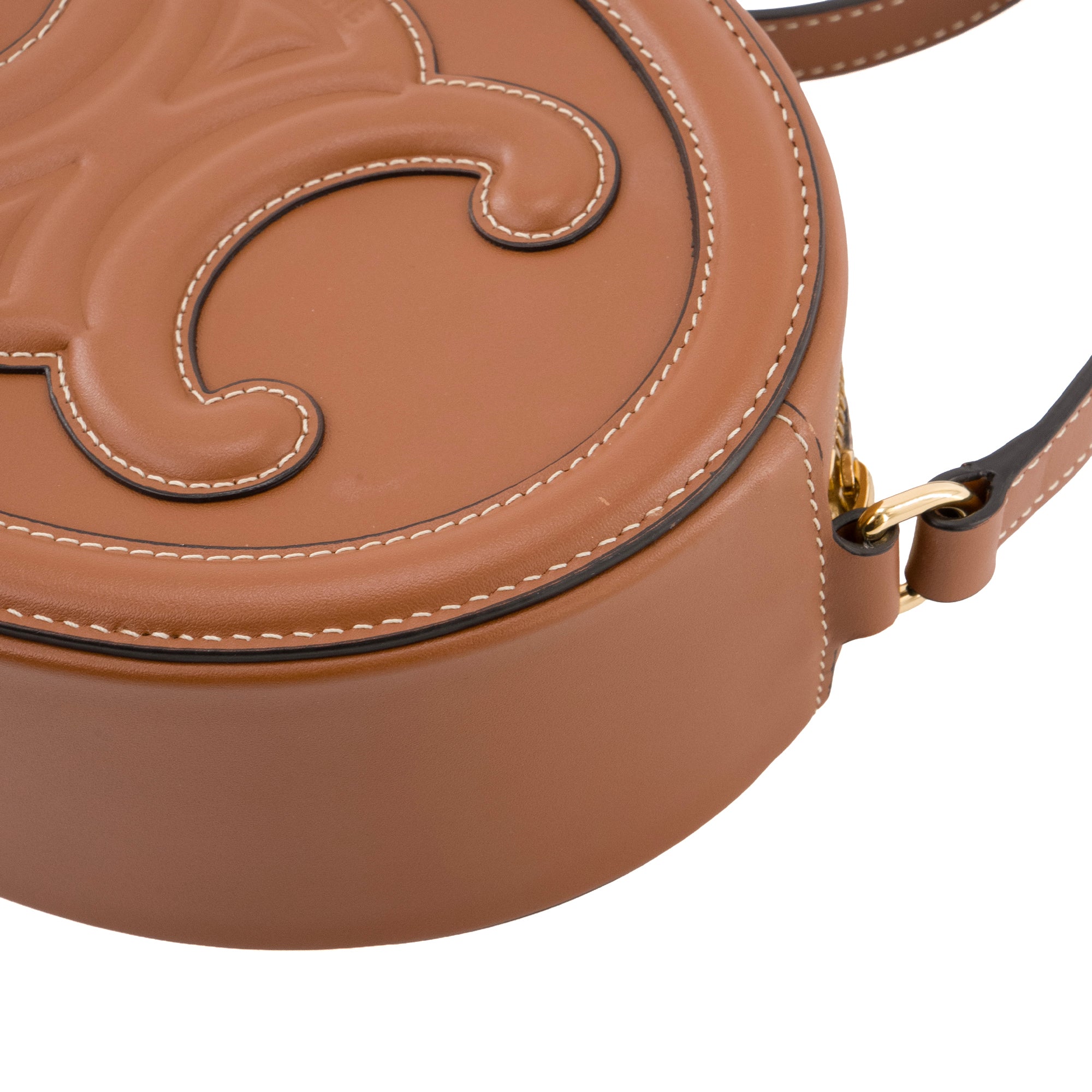 CELINE - Sac à bandoulière Ovale Triomphe Celine en cuir lisse marron