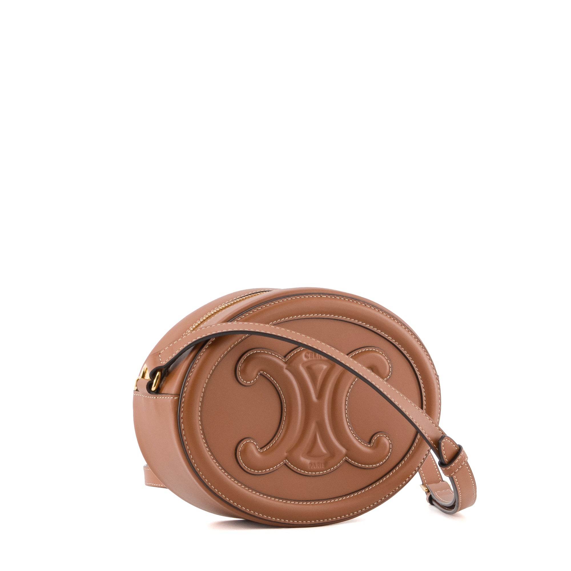 CELINE - Sac à bandoulière Ovale Triomphe Celine en cuir lisse marron