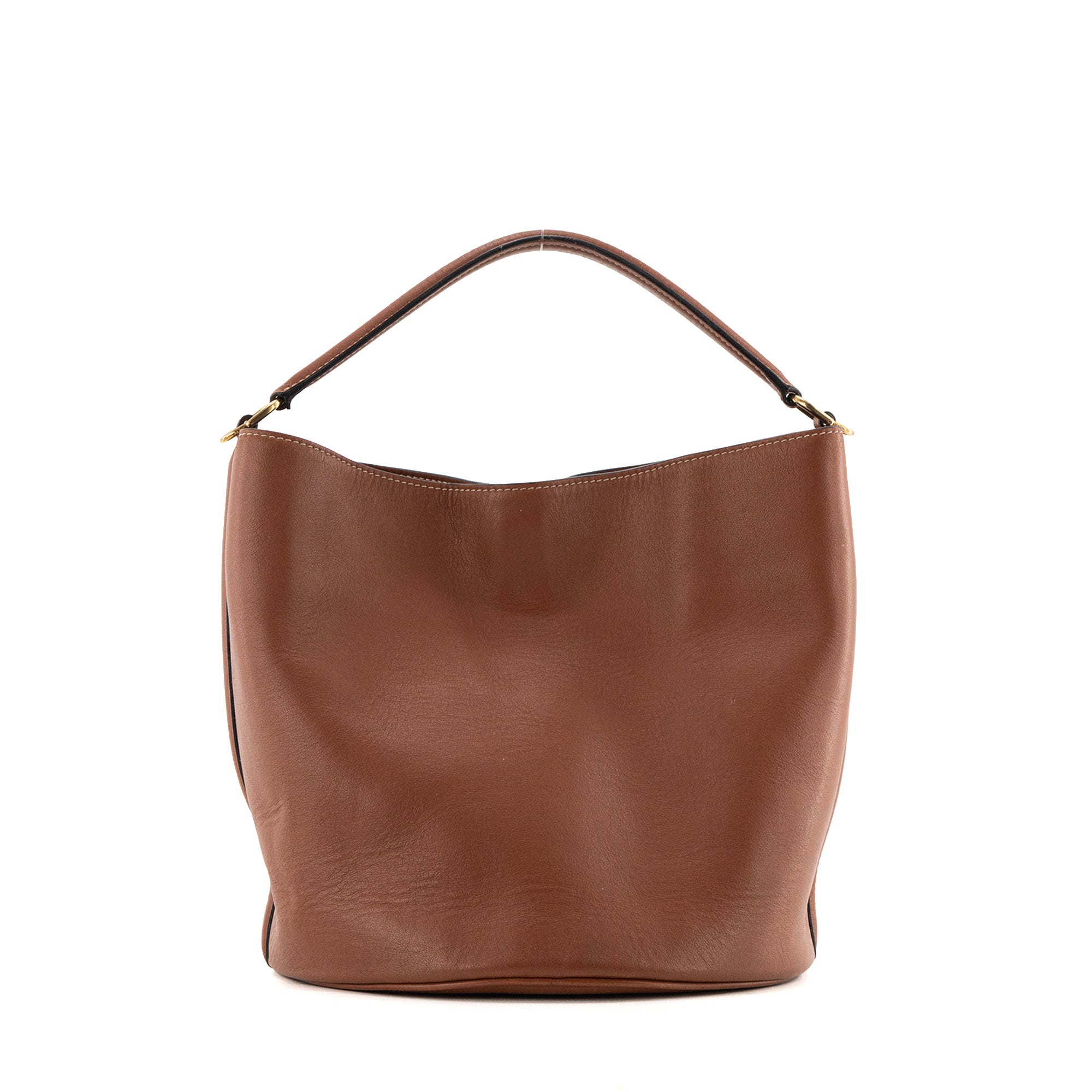 CELINE - Sac à bandoulière Seau 16 Celine en cuir lisse marron