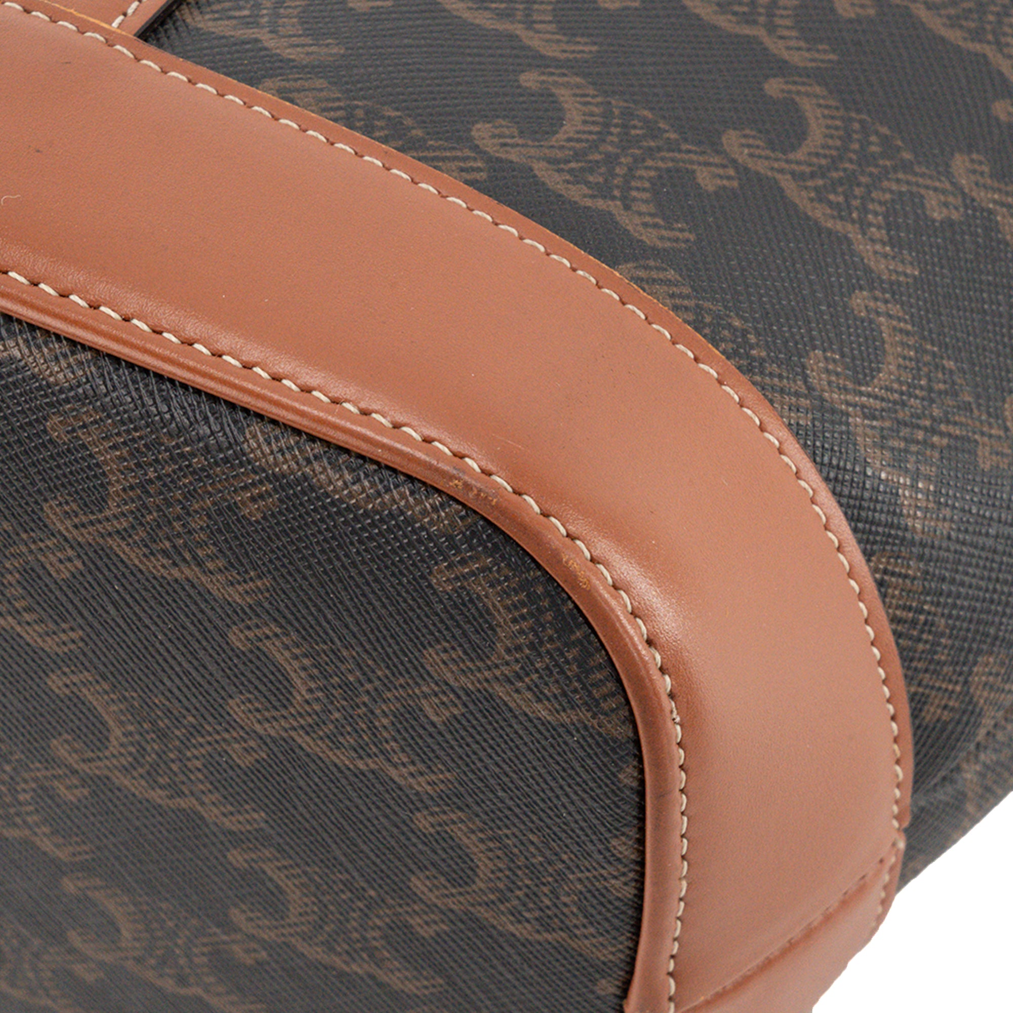 CELINE - Sac à bandoulière Seau PM Celine en toile enduite Triomphe marron