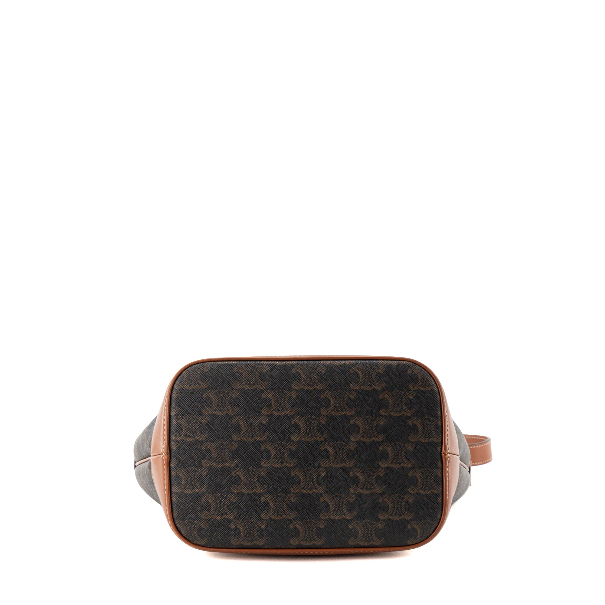 CELINE - Sac à bandoulière Seau PM Celine en toile enduite Triomphe marron