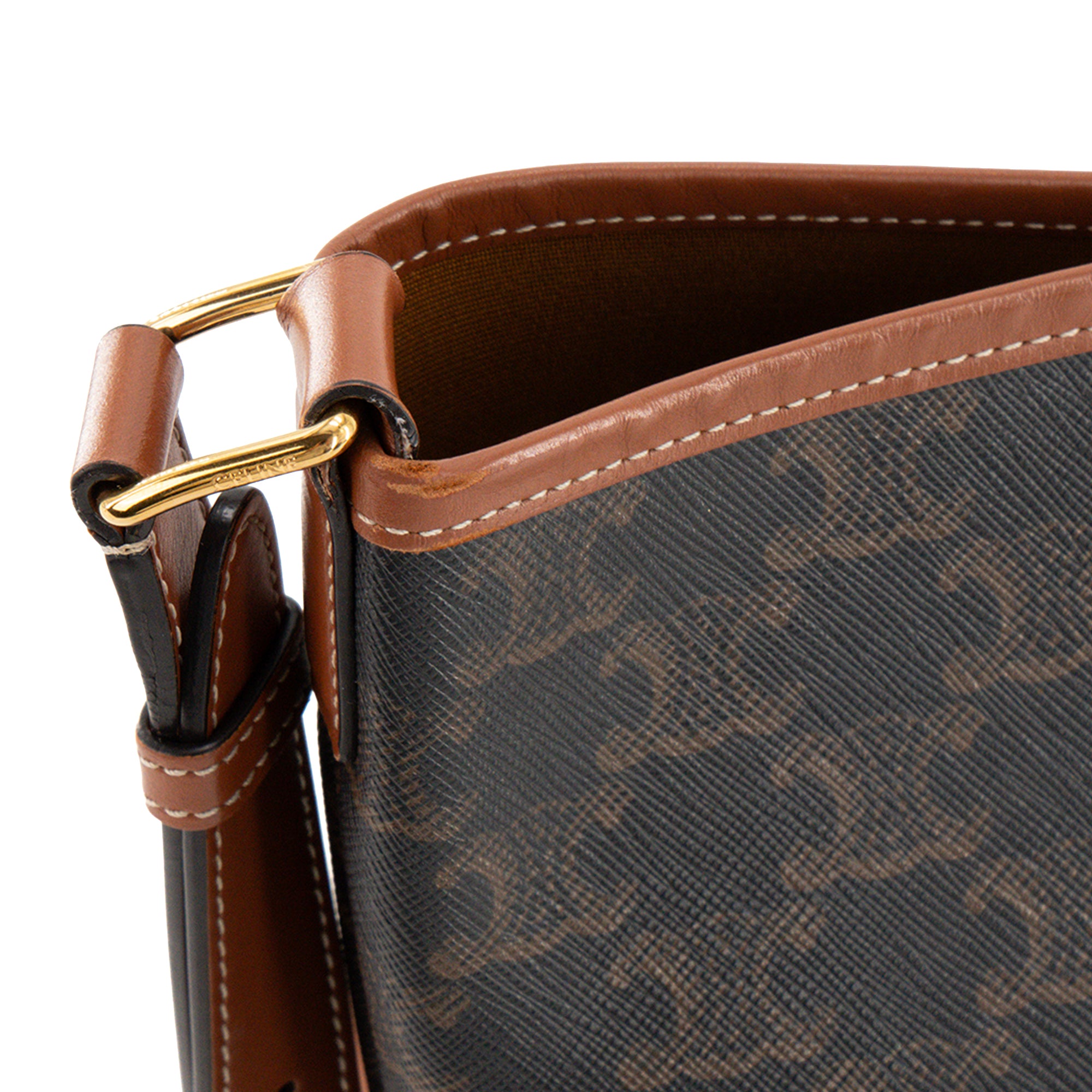 CELINE - Sac à bandoulière Seau PM Celine en toile enduite Triomphe marron