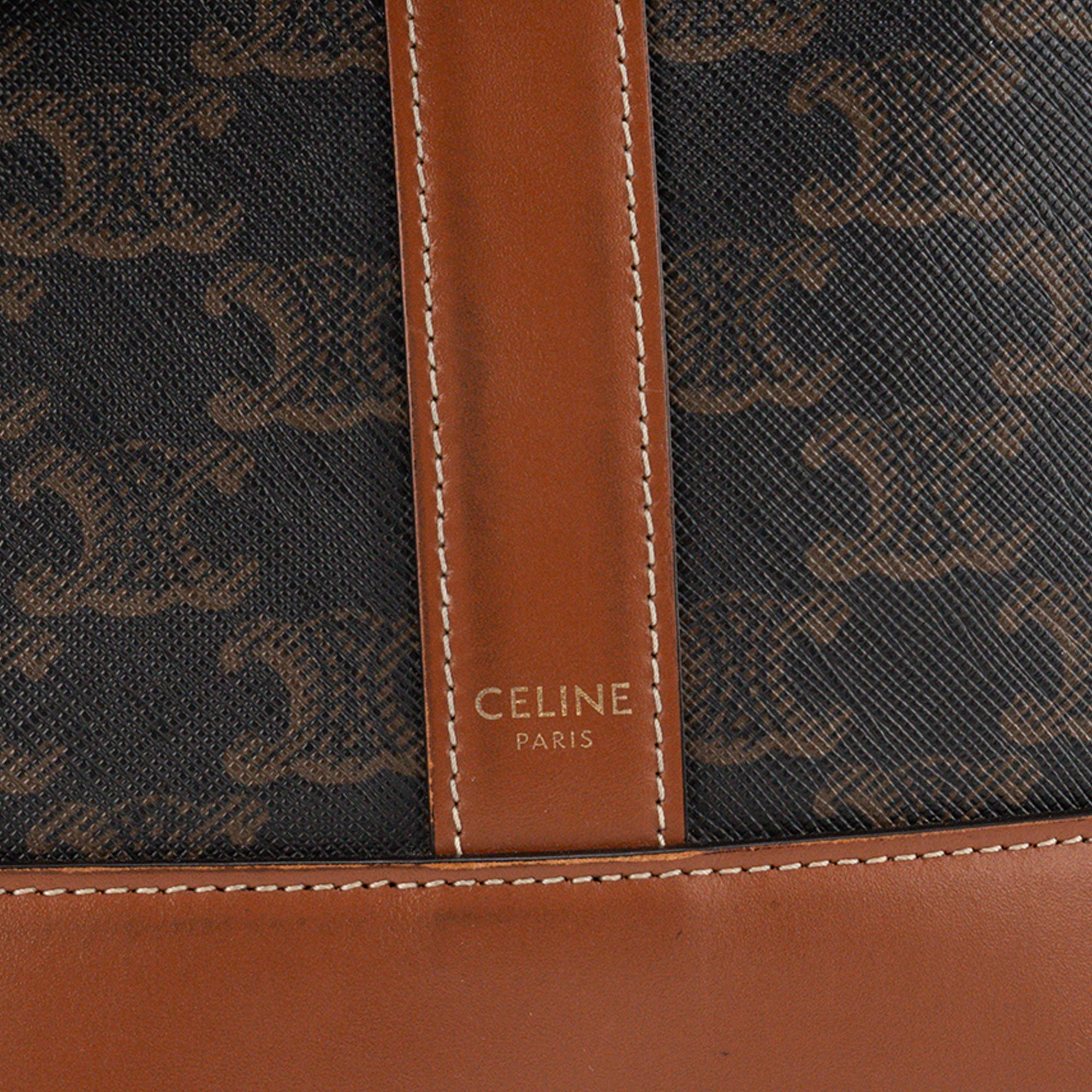CELINE - Sac à bandoulière Seau PM Celine en toile enduite Triomphe marron