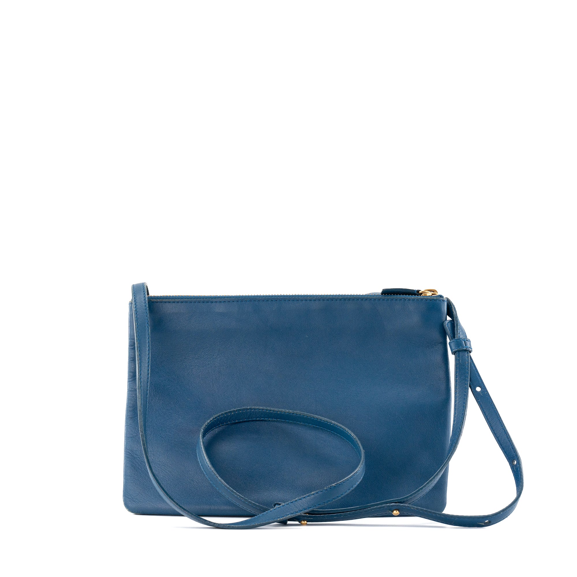 CELINE - Sac à bandoulière Trio Celine en cuir lisse bleu