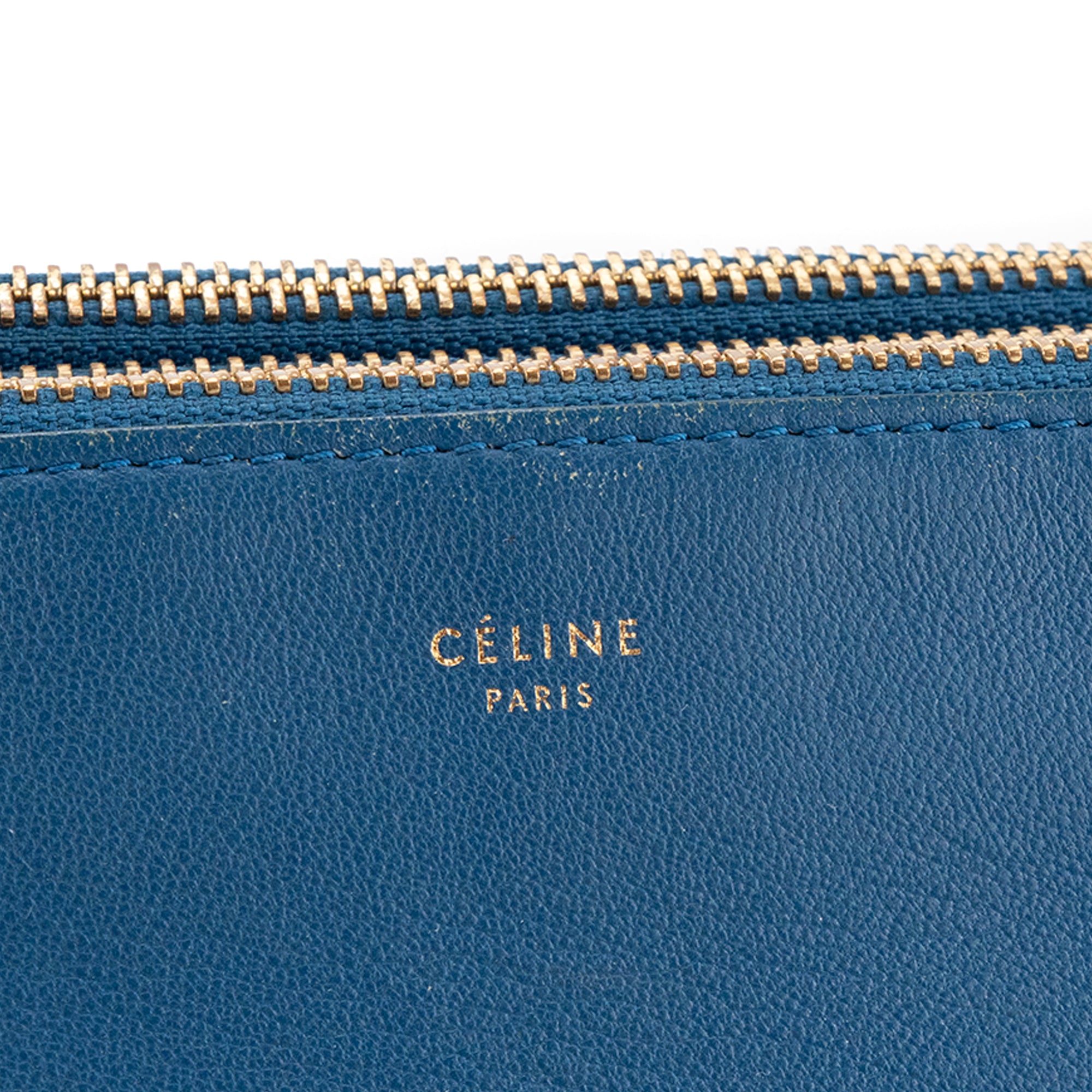 CELINE - Sac à bandoulière Trio Celine en cuir lisse bleu