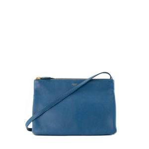 CELINE - Sac à bandoulière Trio Celine en cuir lisse bleu
