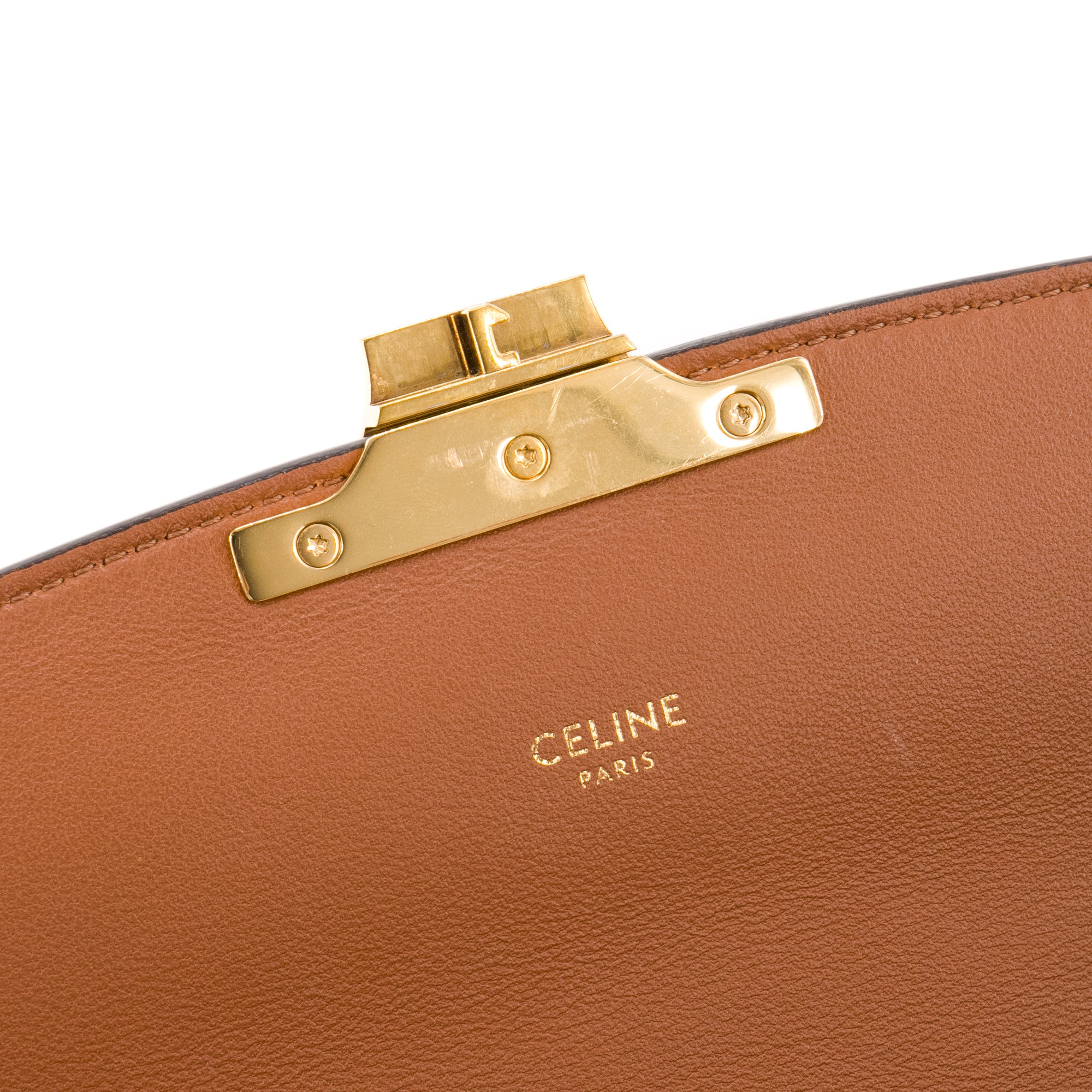 CELINE - Sac à bandoulière Triomphe Celine en cuir tan et toile beige