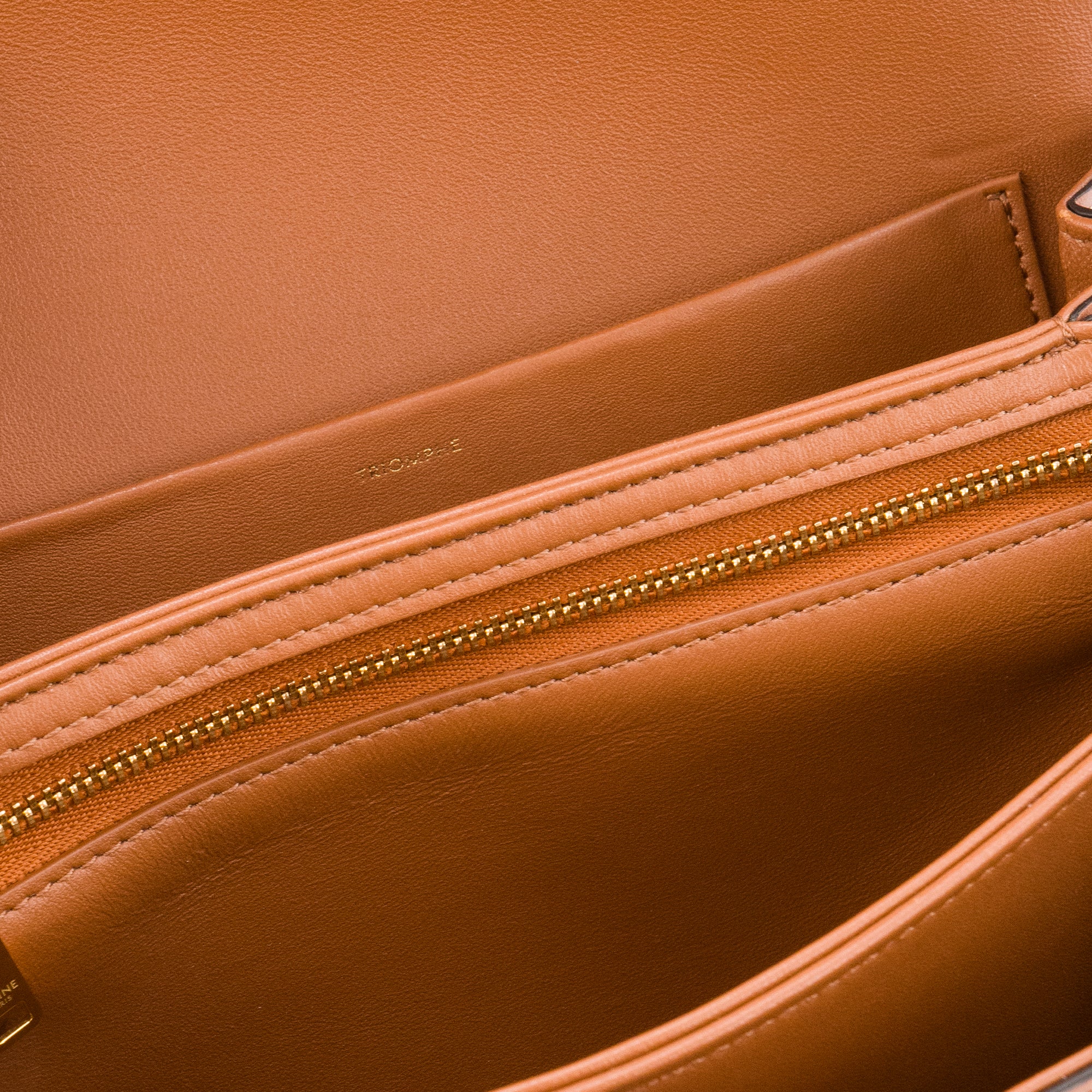 CELINE - Sac à bandoulière Triomphe Celine en cuir tan et toile beige