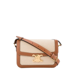 CELINE - Sac à bandoulière Triomphe Celine en cuir tan et toile beige
