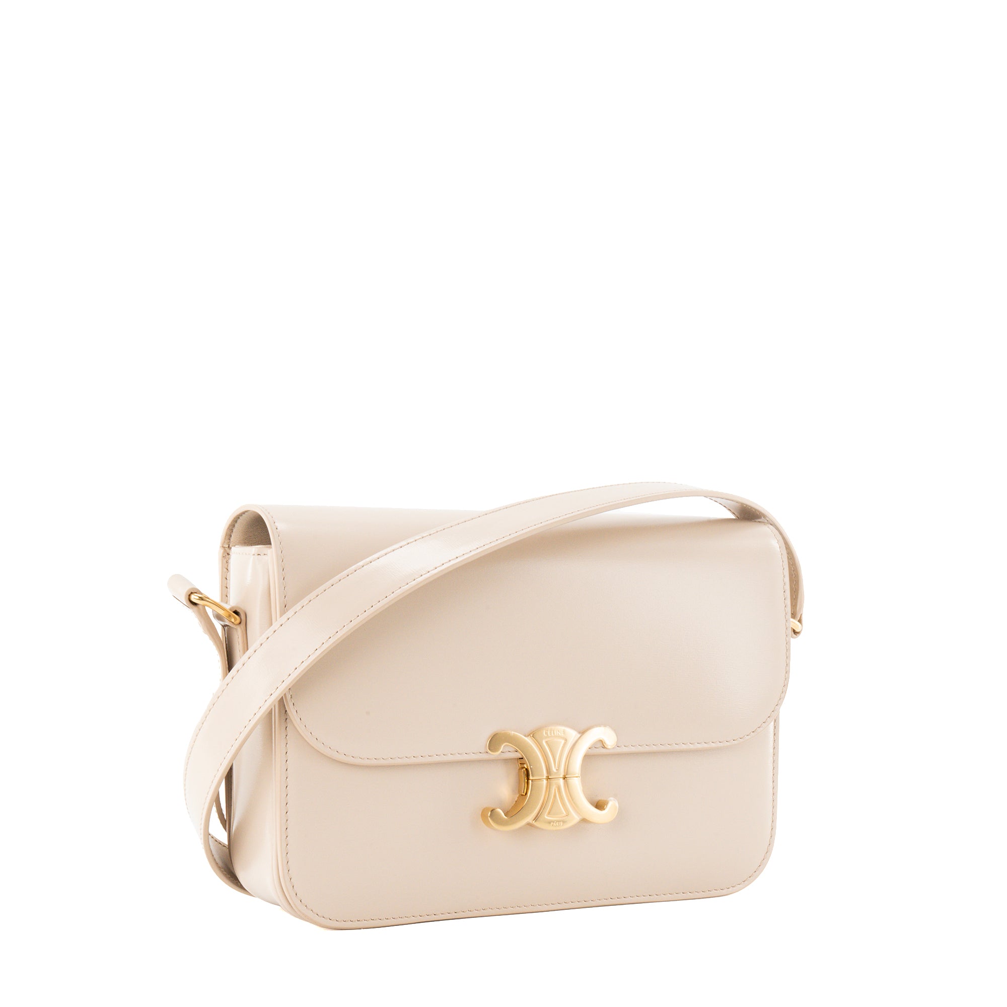 CELINE - Sac à bandoulière Triomphe Celine en cuir lisse beige