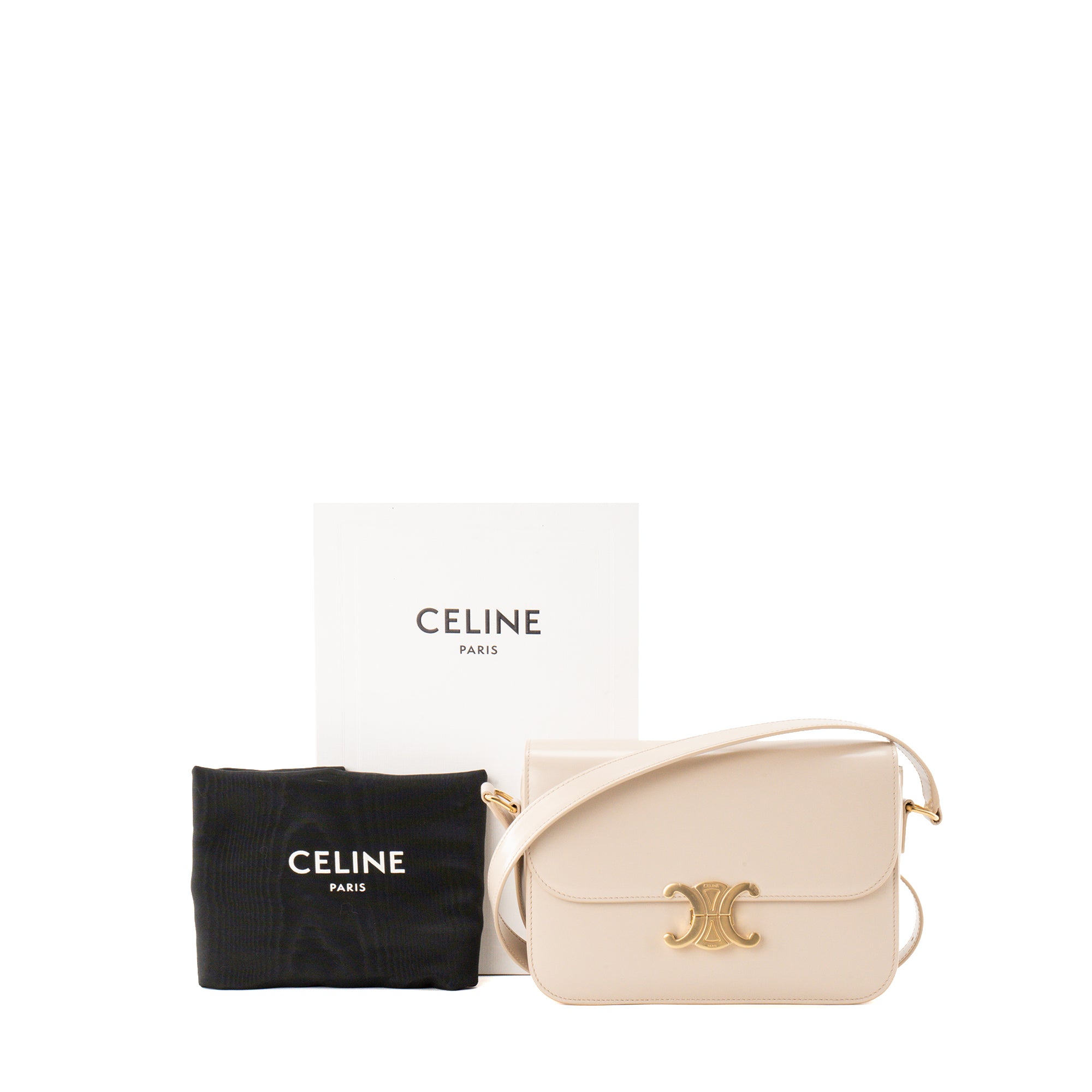 CELINE - Sac à bandoulière Triomphe Celine en cuir lisse beige