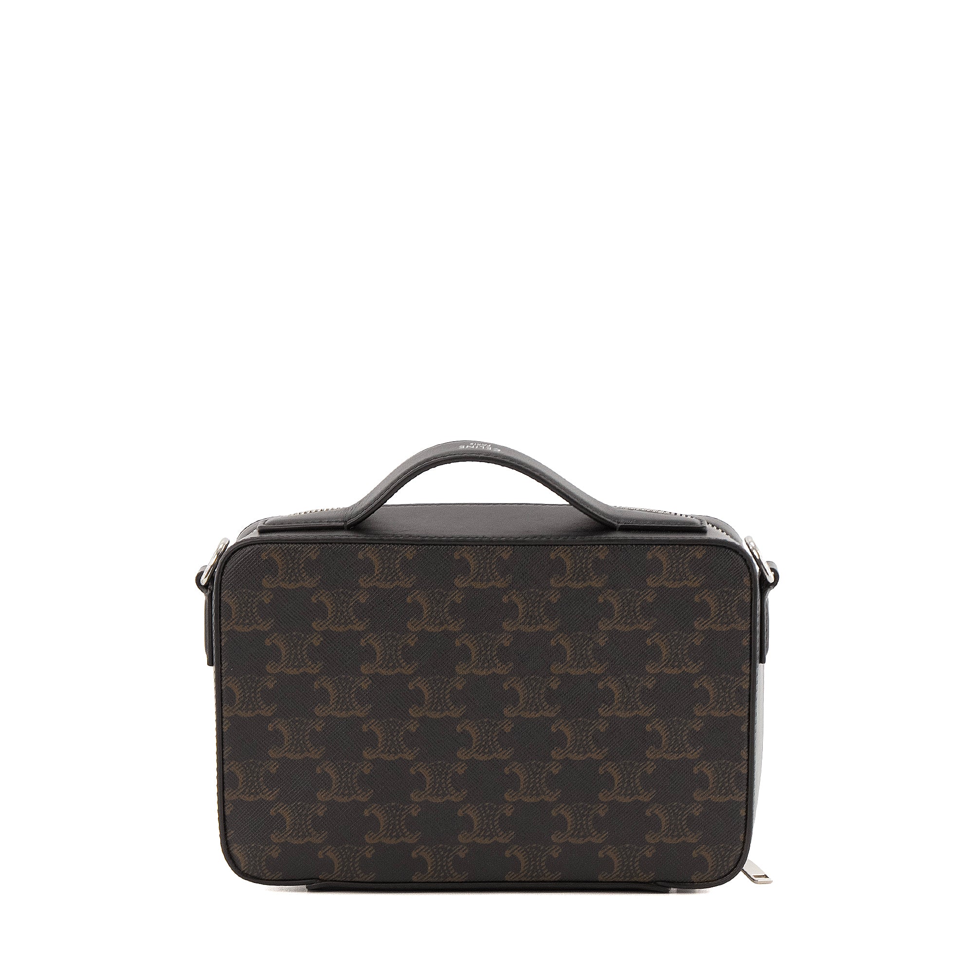 CELINE - Sac à bandoulière Triomphe Celine en cuir noir et toile enduite