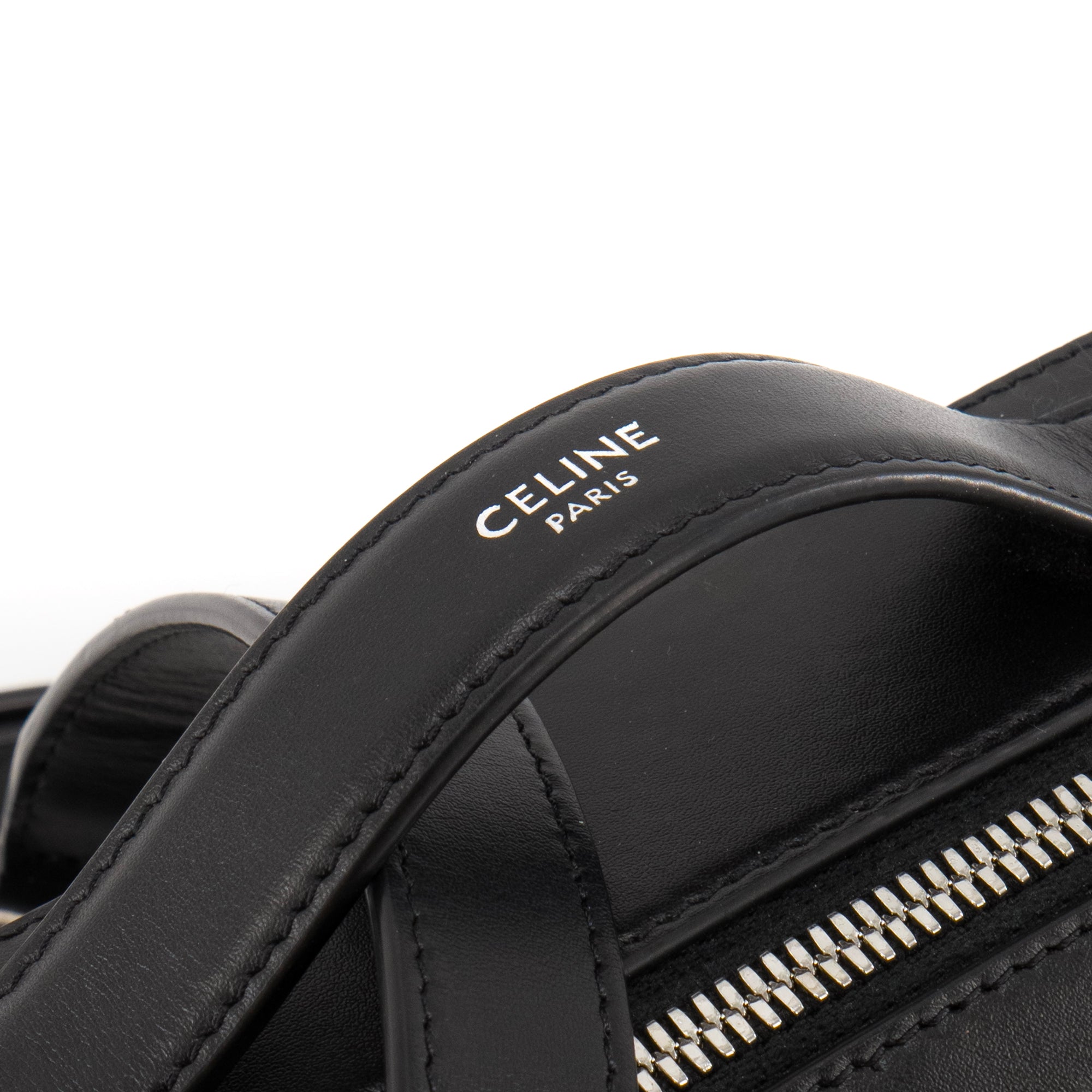 CELINE - Sac à bandoulière Triomphe Celine en cuir noir et toile enduite