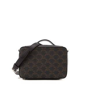 CELINE - Sac à bandoulière Triomphe Celine en cuir noir et toile enduite