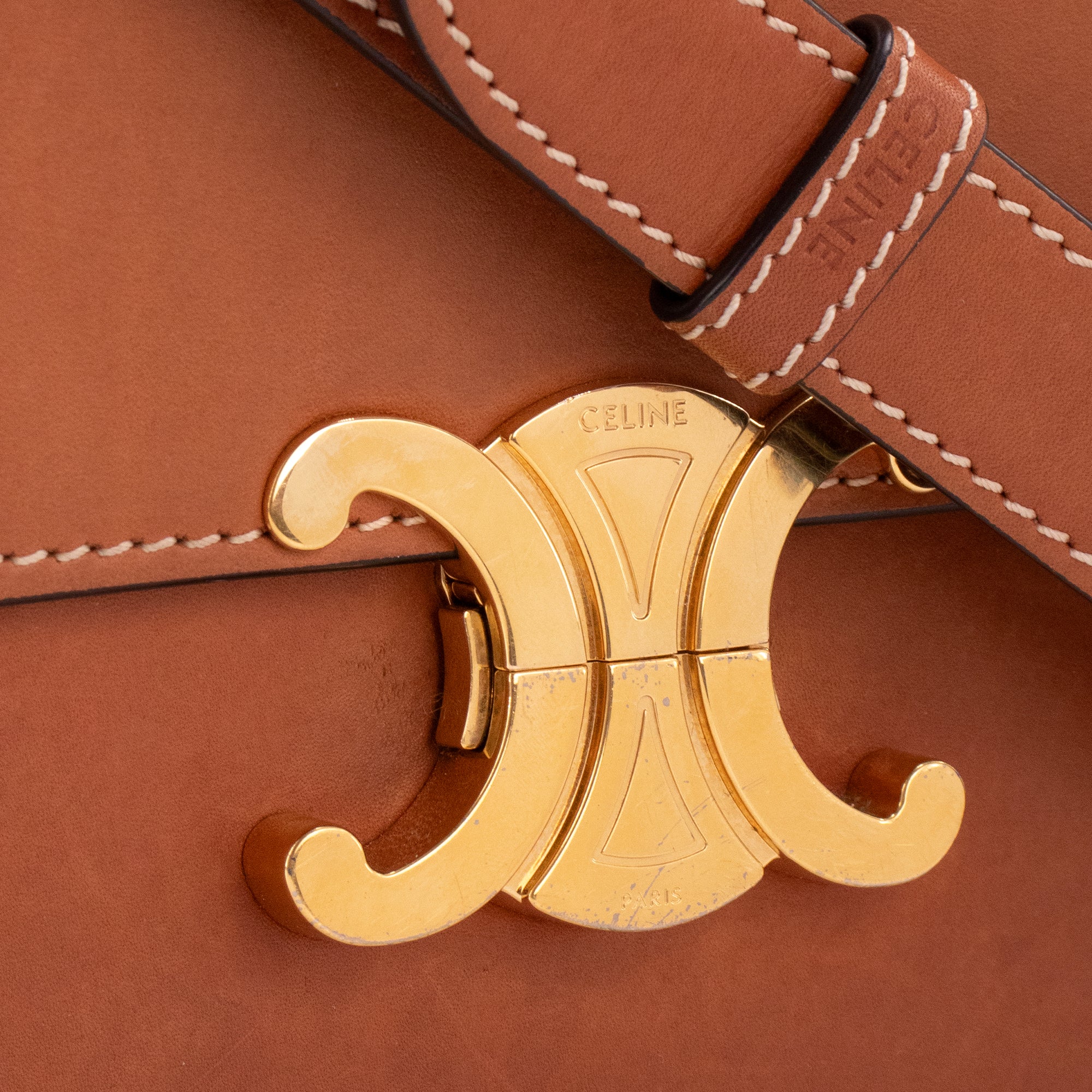 CELINE - Sac à bandoulière Triomphe Celine en cuir tan marron