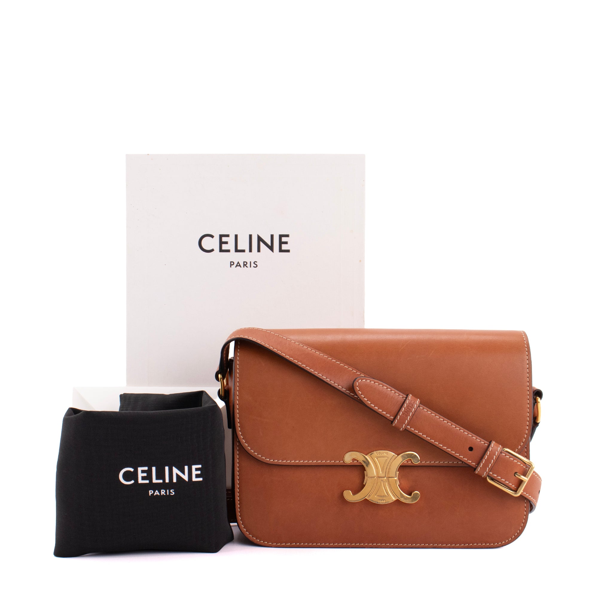 CELINE - Sac à bandoulière Triomphe Celine en cuir tan marron