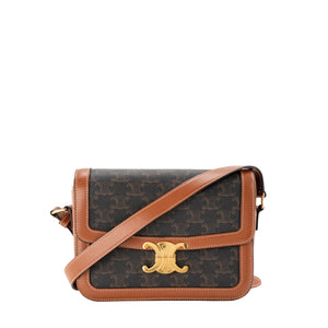 CELINE - Sac à bandoulière Triomphe Celine en toile enduite triomphe marron et cuir tan