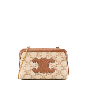 CELINE - Sac à bandoulière Triomphe Celine en toile et cuir marron