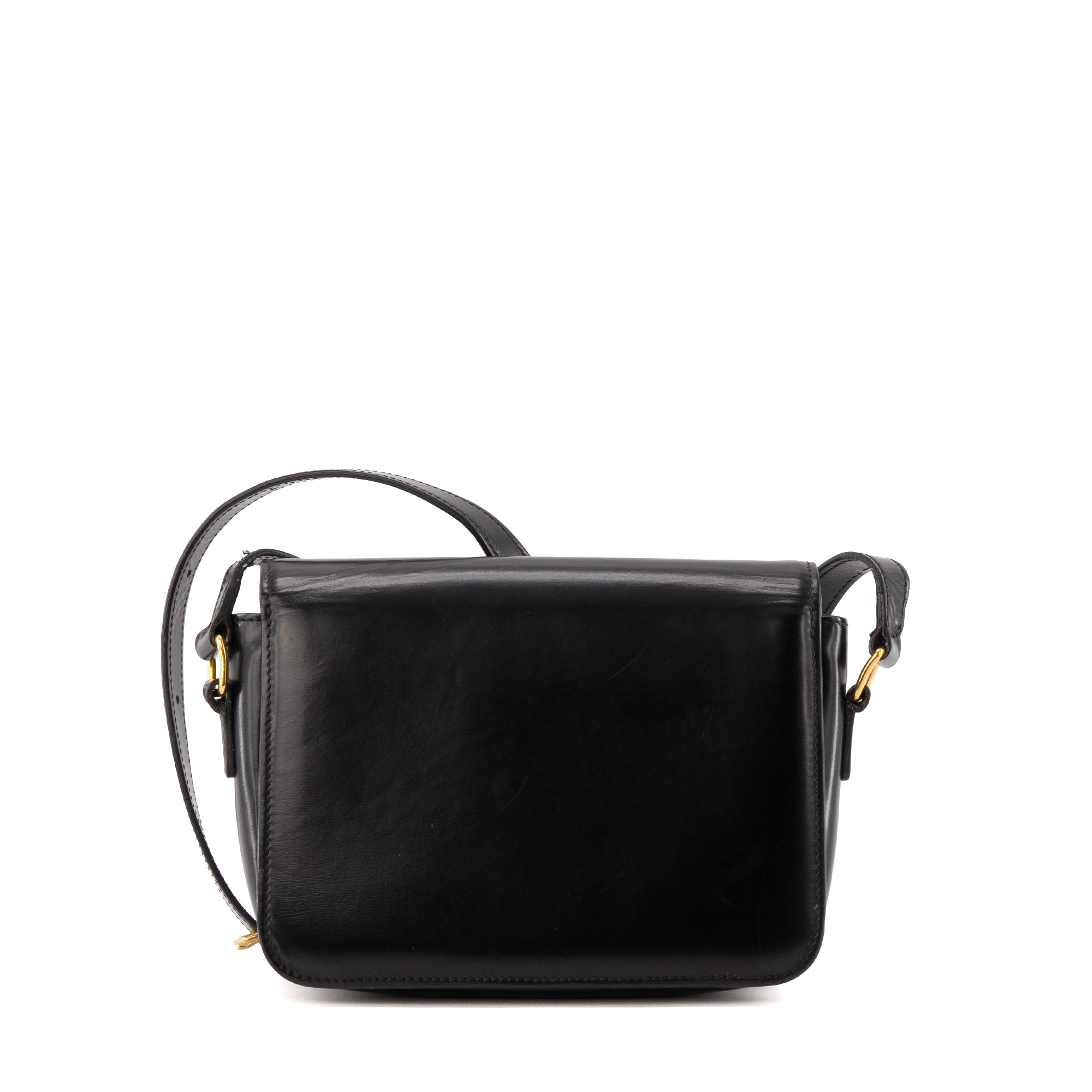 CELINE - Sac à bandoulière Triomphe teen Celine en cuir box noir