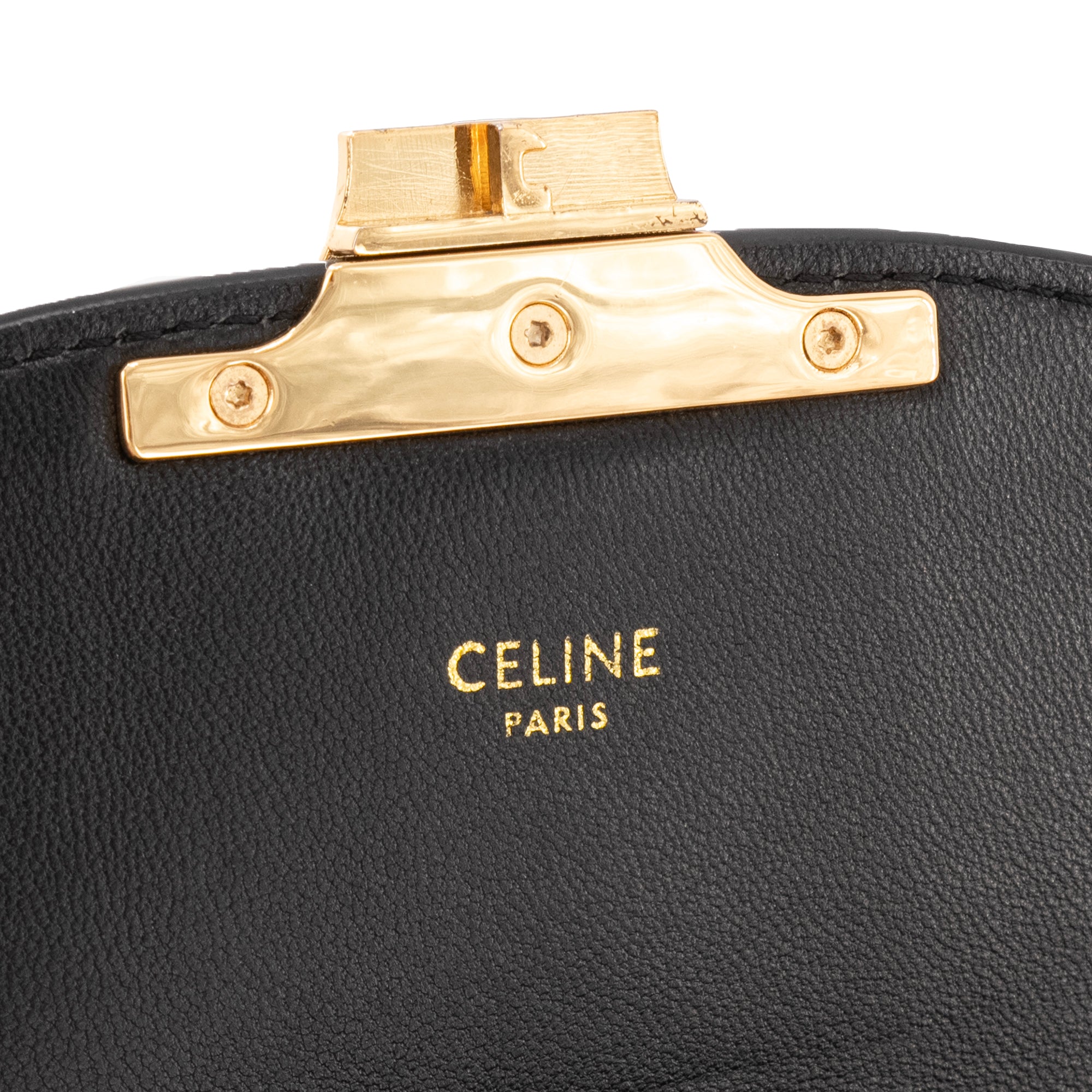 CELINE - Sac à bandoulière Triomphe Teen Celine en toile et cuir noir