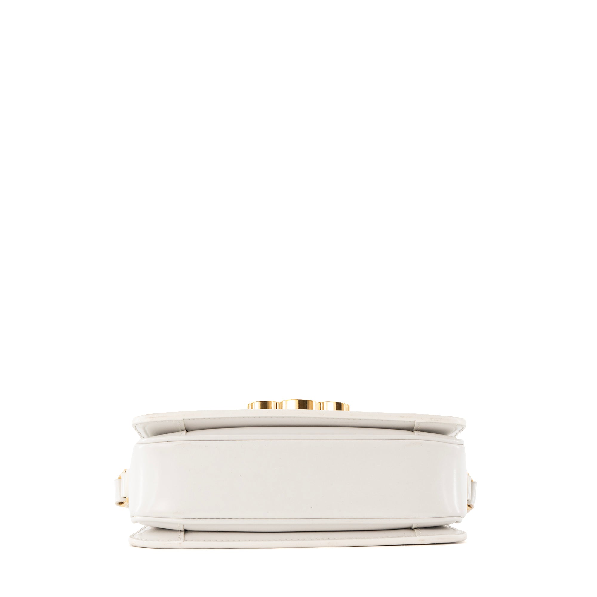 CELINE - Sac à bandoulière Triomphe teen en cuir box blanc artique