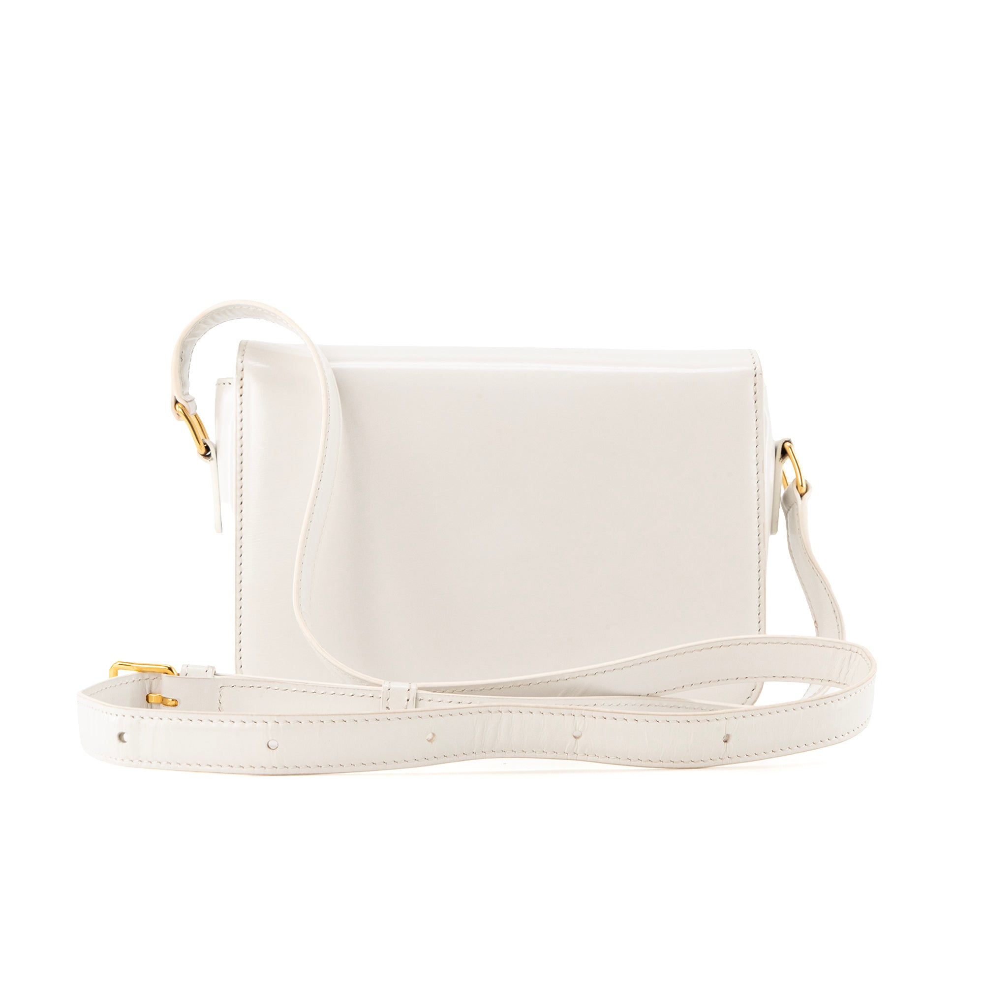 CELINE - Sac à bandoulière Triomphe teen en cuir box blanc artique
