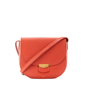 CELINE - Sac à bandoulière Trotteur Celine en cuir grainé orange