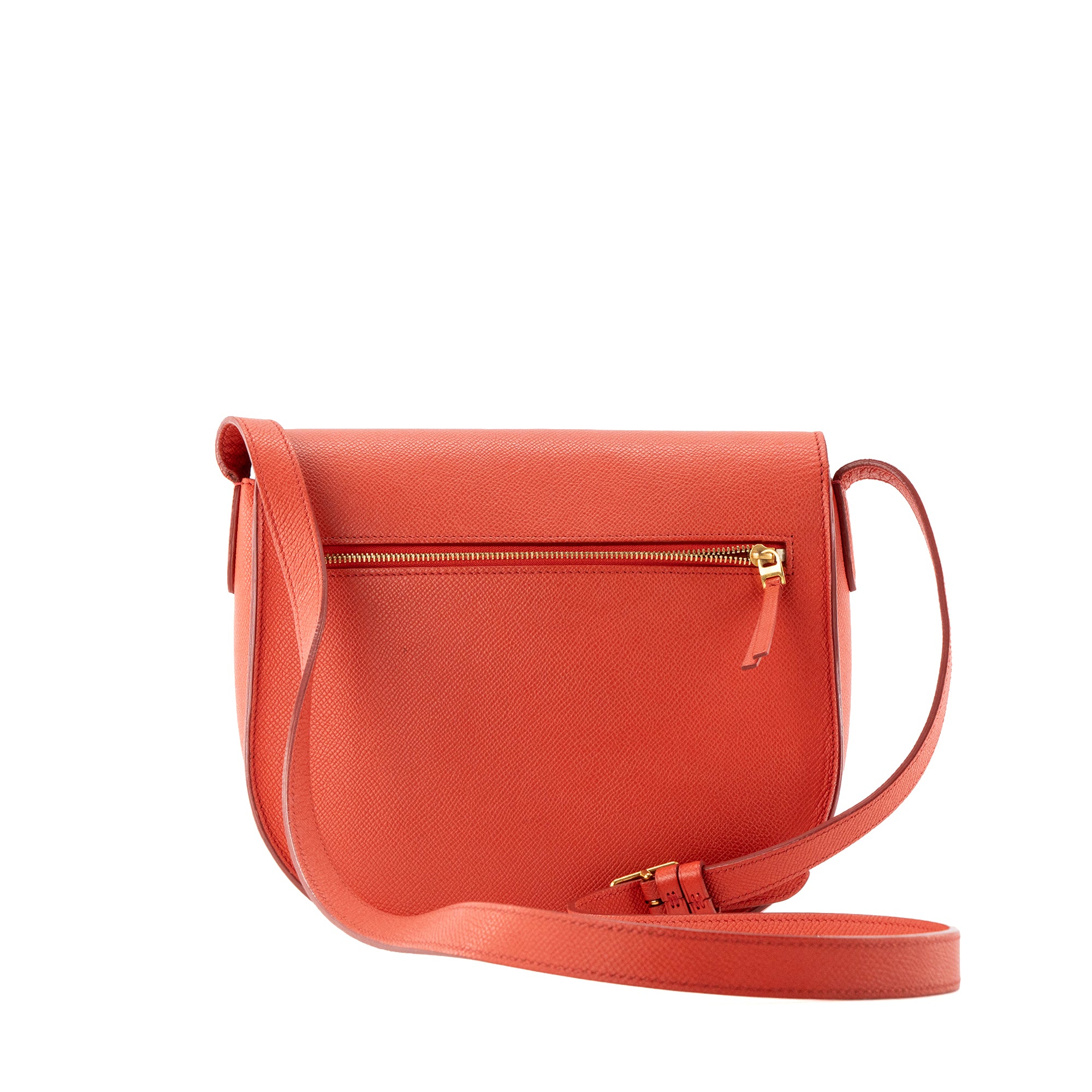 CELINE - Sac à bandoulière Trotteur Celine en cuir grainé orange